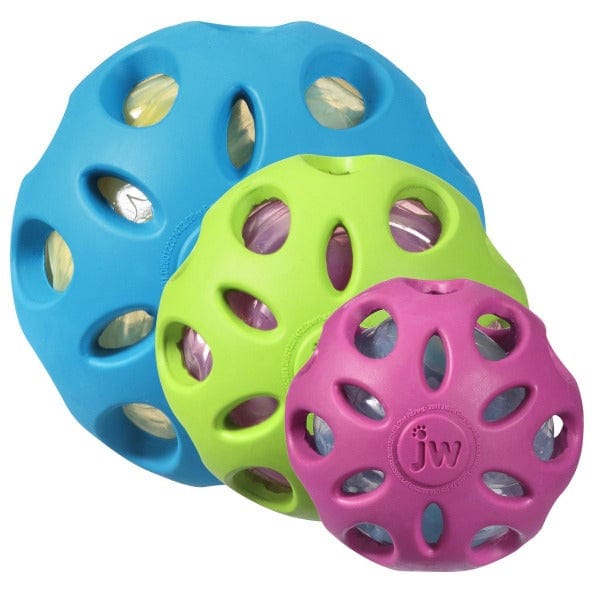 JW Pet Crackle Heads Crackle Ball - Durable Rubber Dog Toy for Chewing & Play - Perfect for Indoor & Outdoor Fun