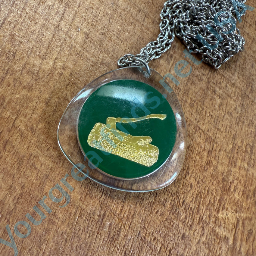 Vintage Lucite St. Christopher Protective Necklace for Men - Lumberjack Style Religious Pendant - Perfect for Outdoor Work, Travel & Gifts