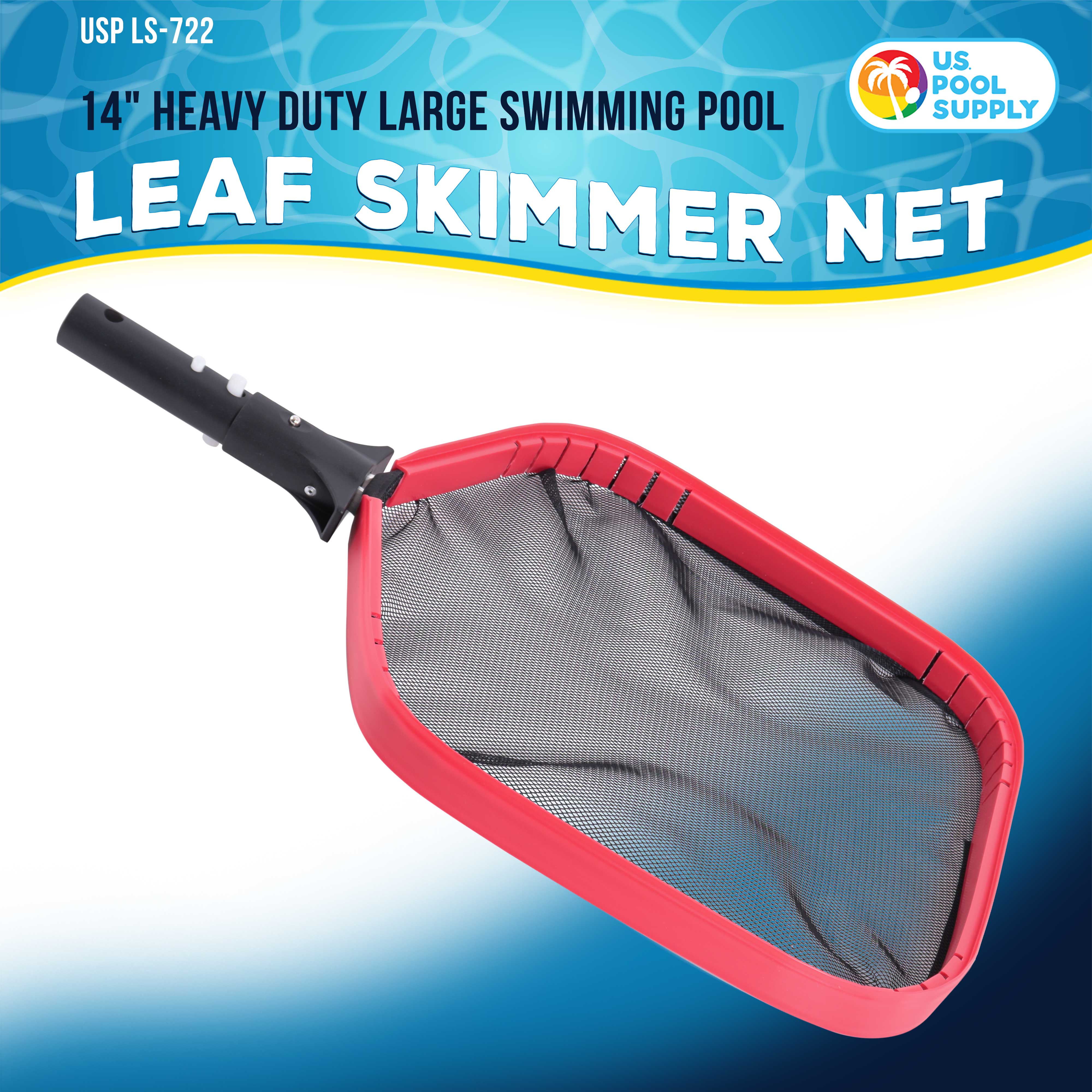 U.S. Pool Supply® Professional 14-Inch Swimming Pool Leaf Skimmer Net - Heavy Duty Aluminum Frame for Fast Cleaning & Easy Debris Removal - Perfect for In-Ground & Above Ground Pools