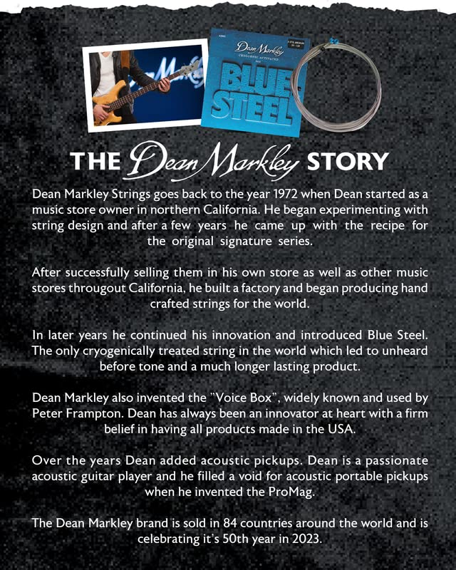 Dean Markley 2680 Blue Steel Electric Bass Guitar Strings - Medium Gauge (50-128) for Long Scale Bass - Cryogenically Treated for Extended Durability - Perfect for Rock, Jazz & Studio Recording Sessions