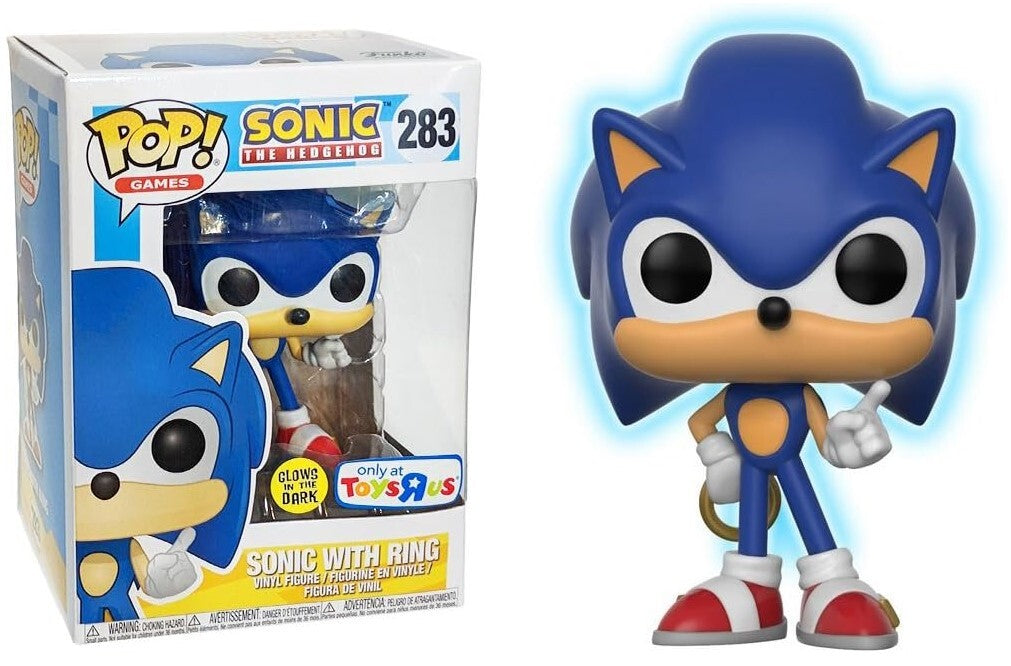 Sonic the Hedgehog Glow in The Dark Action Figure with Ring - Exclusive Toys R Us Collectible Toy for Kids & Fans - Perfect for Display, Play, and Gift Giving