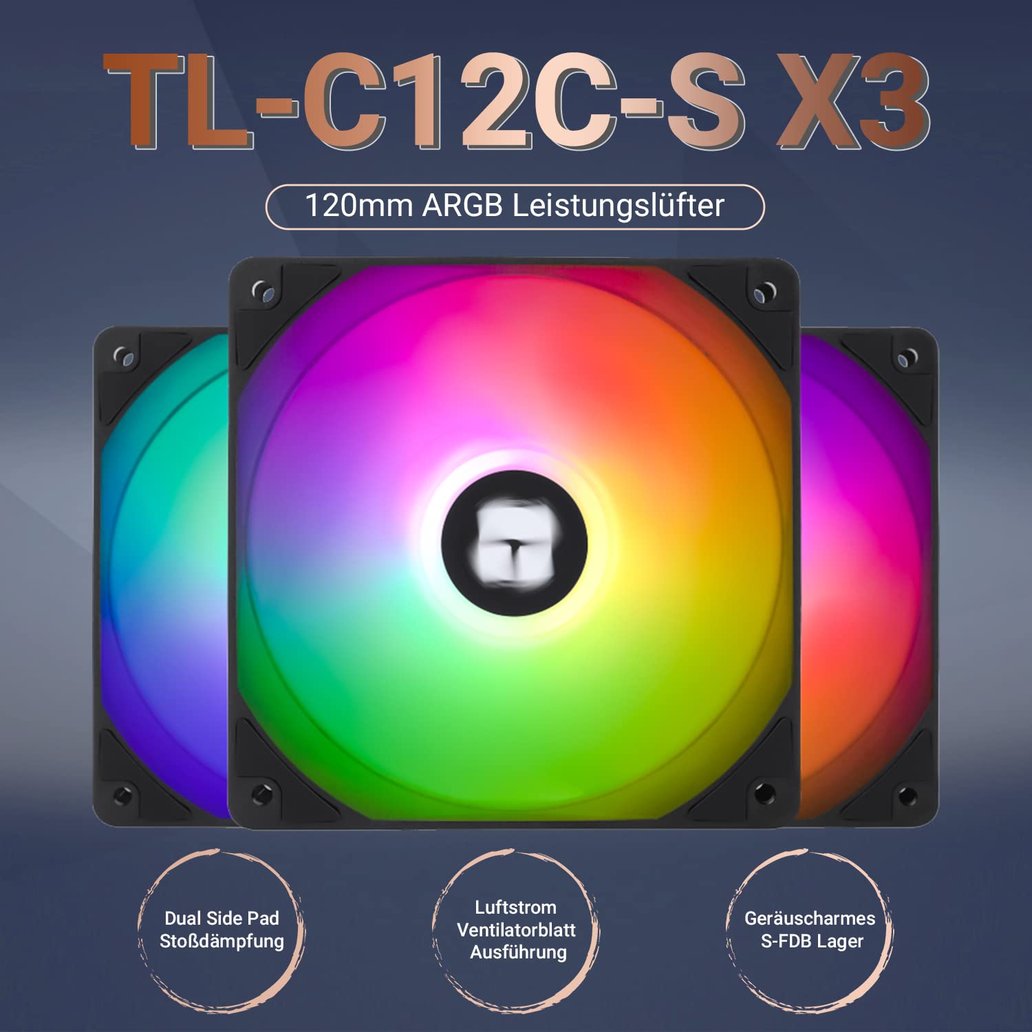 Thermalright TL-C12C-S 120mm ARGB PWM Case Fan - 3 Pack | High Performance S-FDB Bearing, Ultra Silent 1500RPM Cooling | Perfect for PC Gaming Rigs, Workstations & Custom Computer Builds