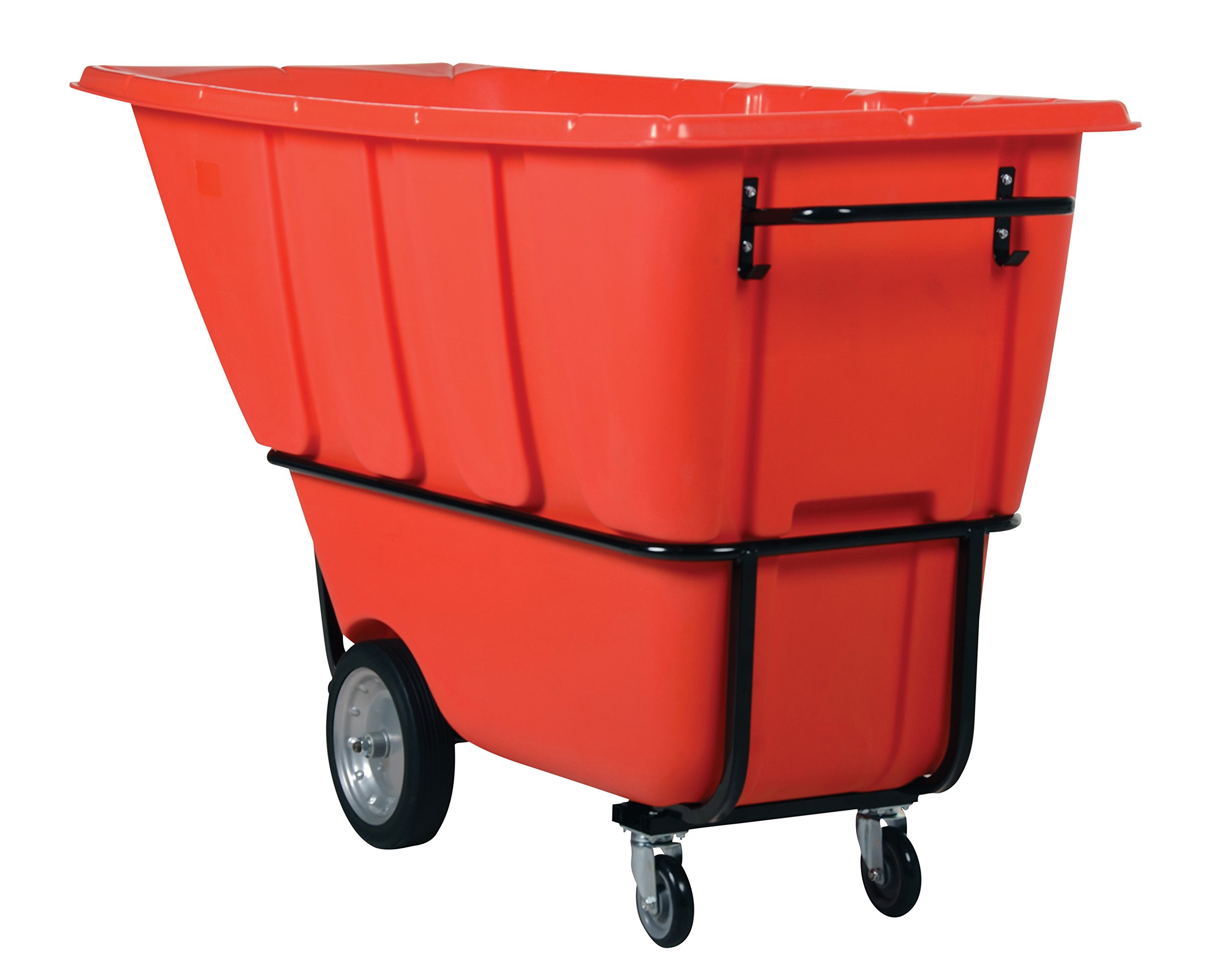 Vestil TDT-100-HD-RED Heavy Duty Plastic Tilt Truck - 1 Cubic Yard Capacity, 2100 lb Load Limit, Red | Industrial Material Handling & Warehouse Utility Cart for Moving Heavy Loads
