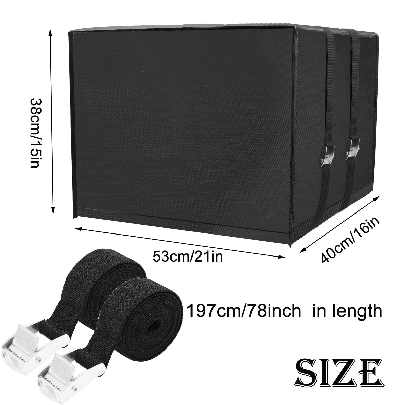 3-Layer Insulated Waterproof Window AC Cover - Black Outdoor Air Conditioner Protector for 21