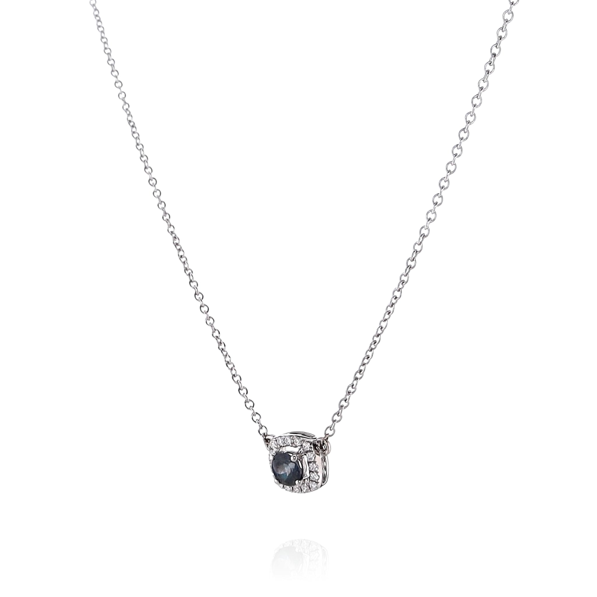 14K White Gold 16-18 Inch Round Alexandrite and Diamond Halo Pendant Necklace for Women - Elegant Jewelry Gift for Birthday, Anniversary & Special Occasions