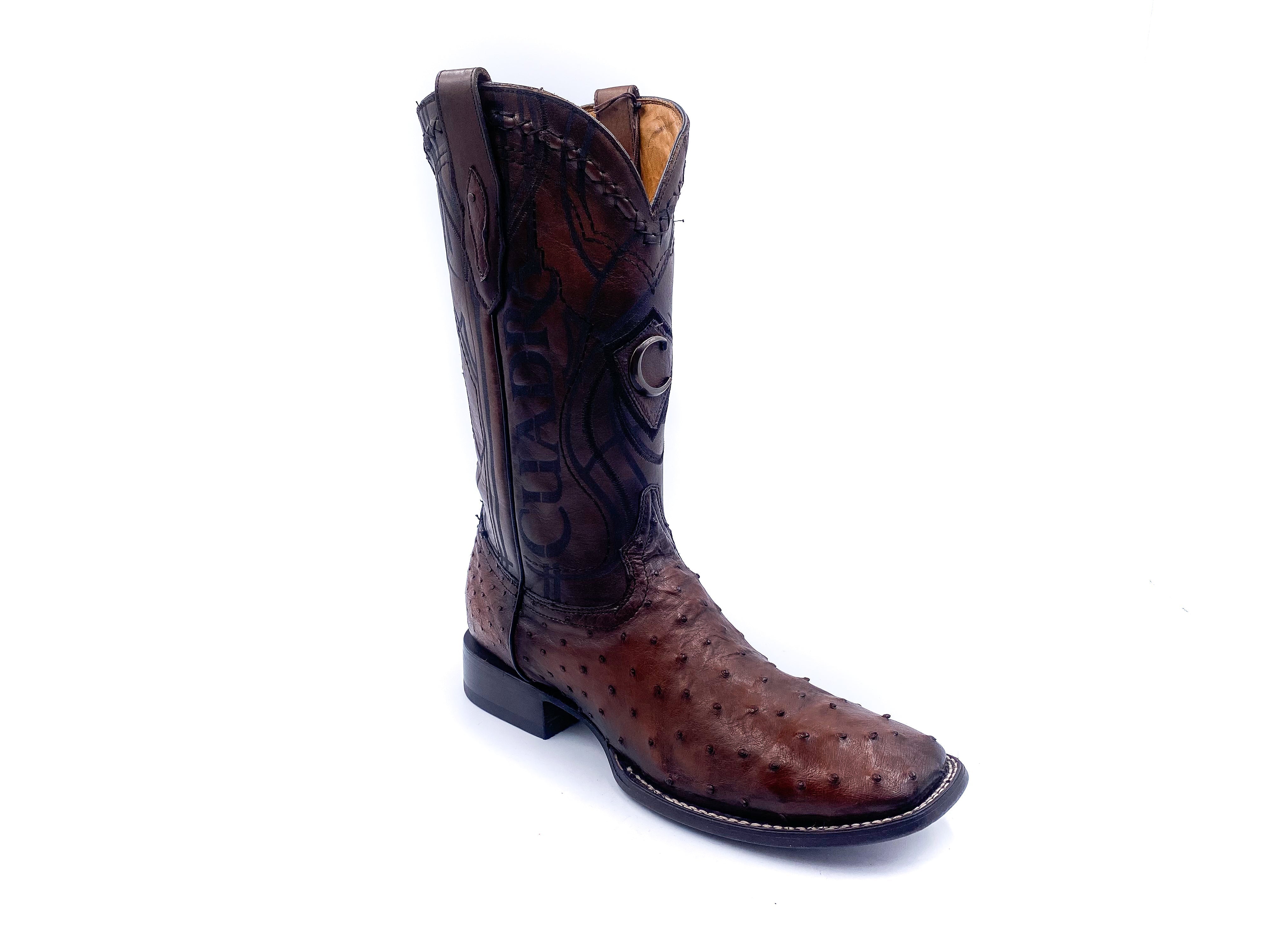 Premium Men's Cuadra Tobacco Cowboy Rodeo Boots - Genuine Ostrich Leather Western Boots for Country Riding, Line Dancing & Outdoor Adventures