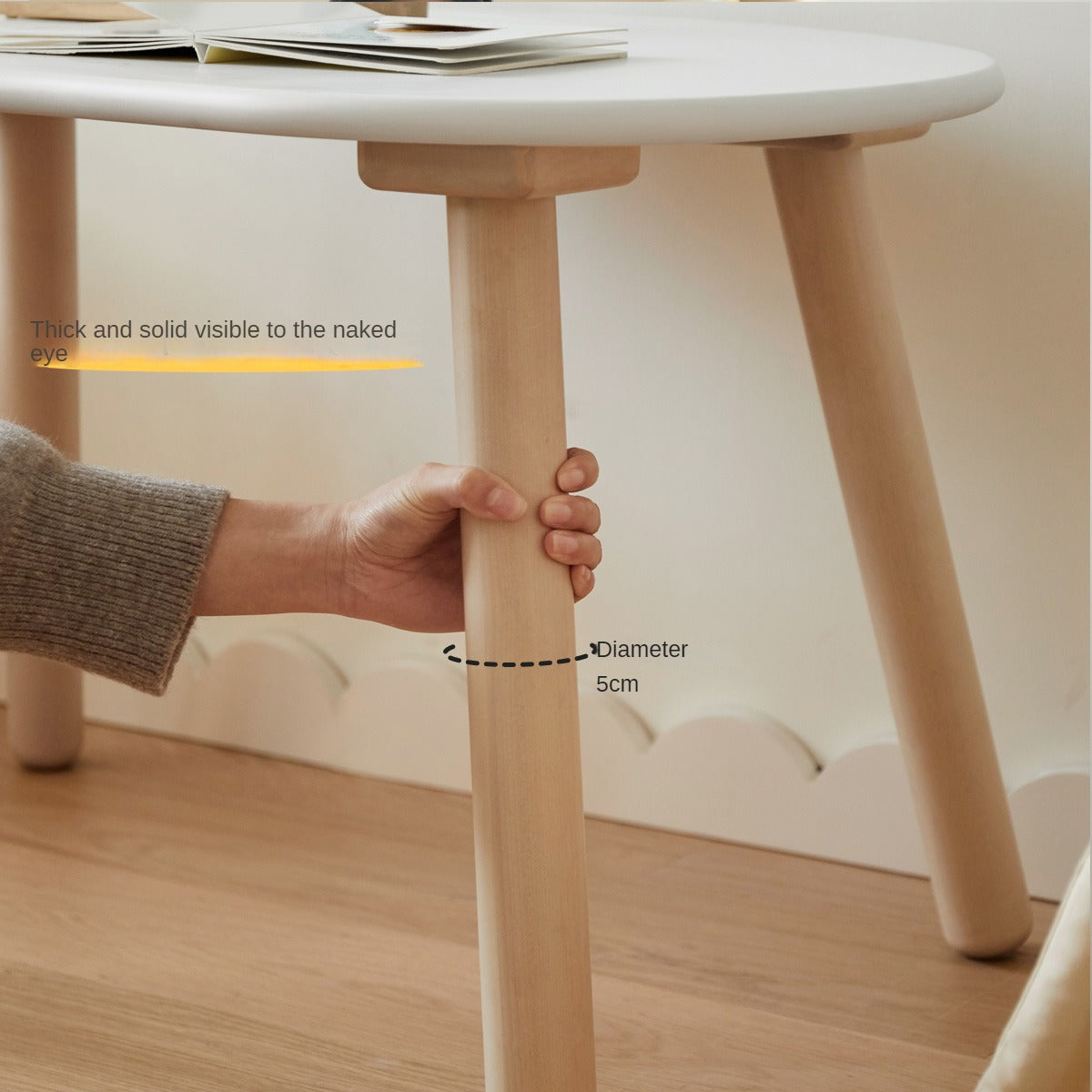 Handmade Birch Solid Wood Kids Study Desk - Ergonomic Peanut-Shaped Table for Children's Learning, Writing & Drawing - Perfect for Home, Classroom & Playroom