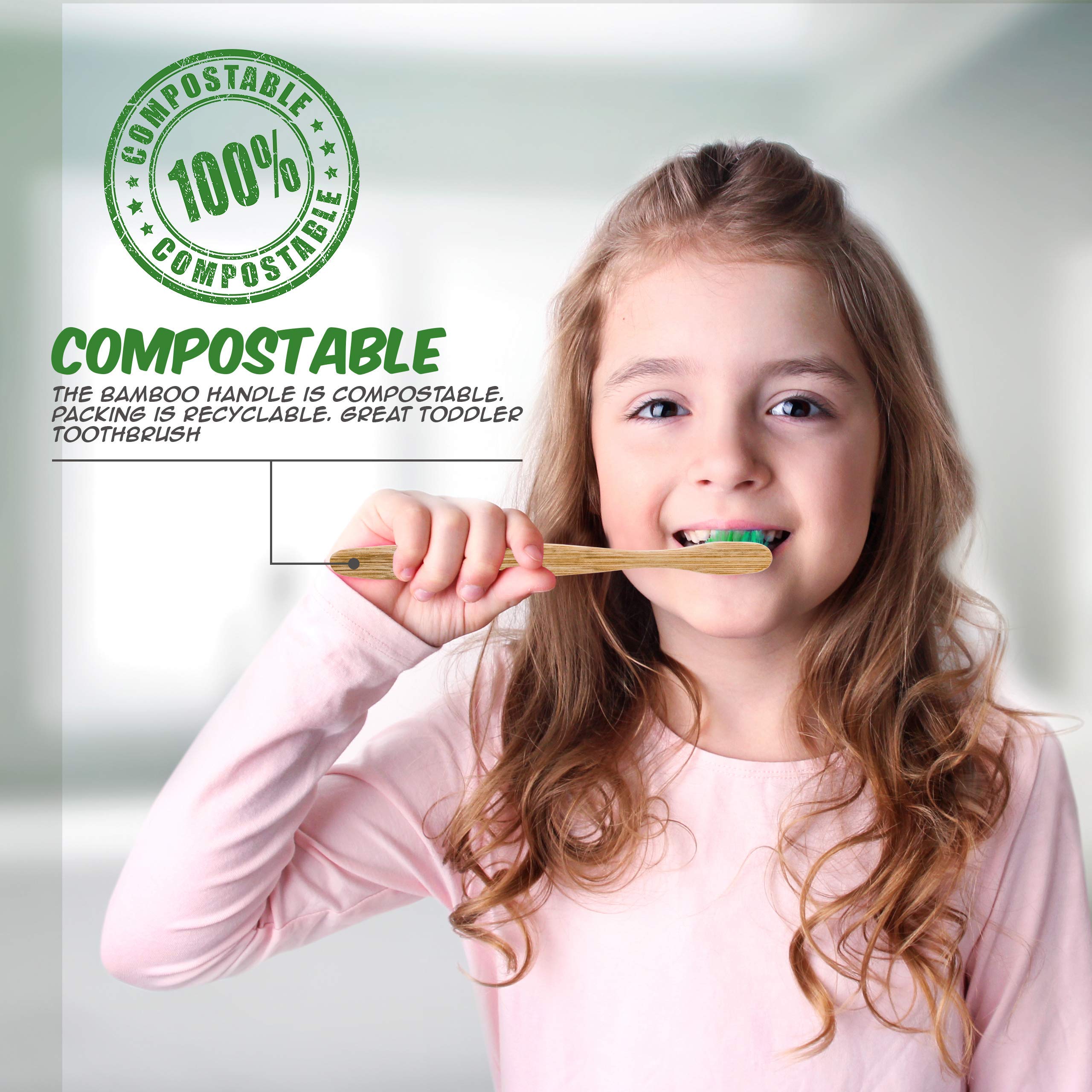 Eco-Friendly Kids Bamboo Toothbrushes 12 Pack | BPA-Free Soft Bristles | Biodegradable & Compostable Natural Bamboo Toothbrush Set | Perfect for Travel, School & Sustainable Family Dental Care