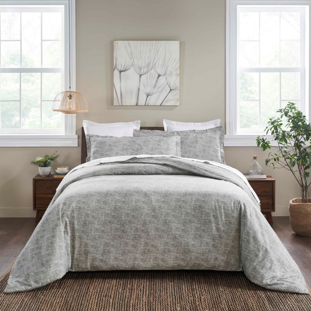 Soft Melange Flannel Cotton Two-Toned Brushed Duvet Cover Set - Cozy Bedding for Winter Nights & Guest Room Comfort