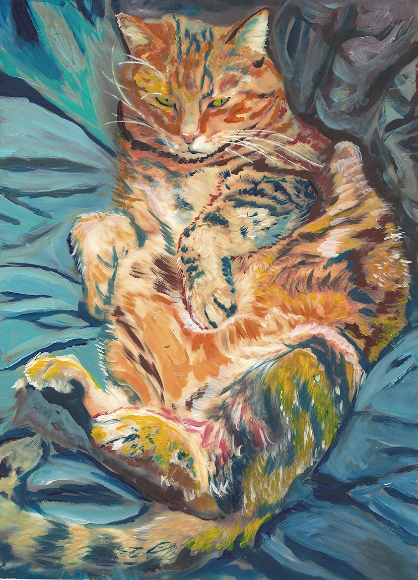 Ginger Tabby Cat Wall Art Print - Colorful Kitten Painting for Cat Lovers - Unique Gift for Cat Owners - Home & Office Decor - Perfect for Living Room, Bedroom, or Cat-Themed Spaces