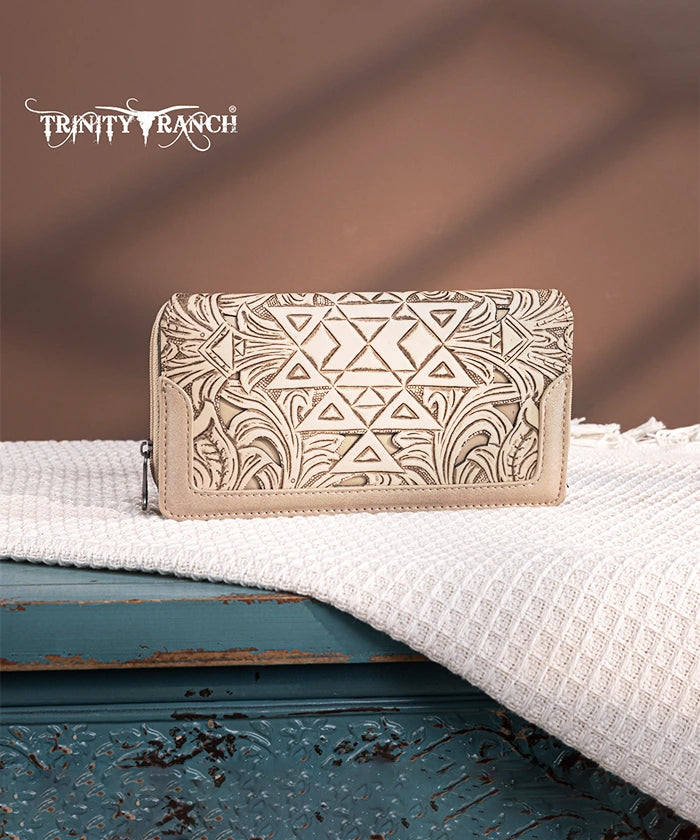 Trinity Ranch Floral Tooled Leather Wallet for Women - Handmade Cowhide Bifold Wallet with RFID Protection - Perfect for Travel, Shopping, and Everyday Use