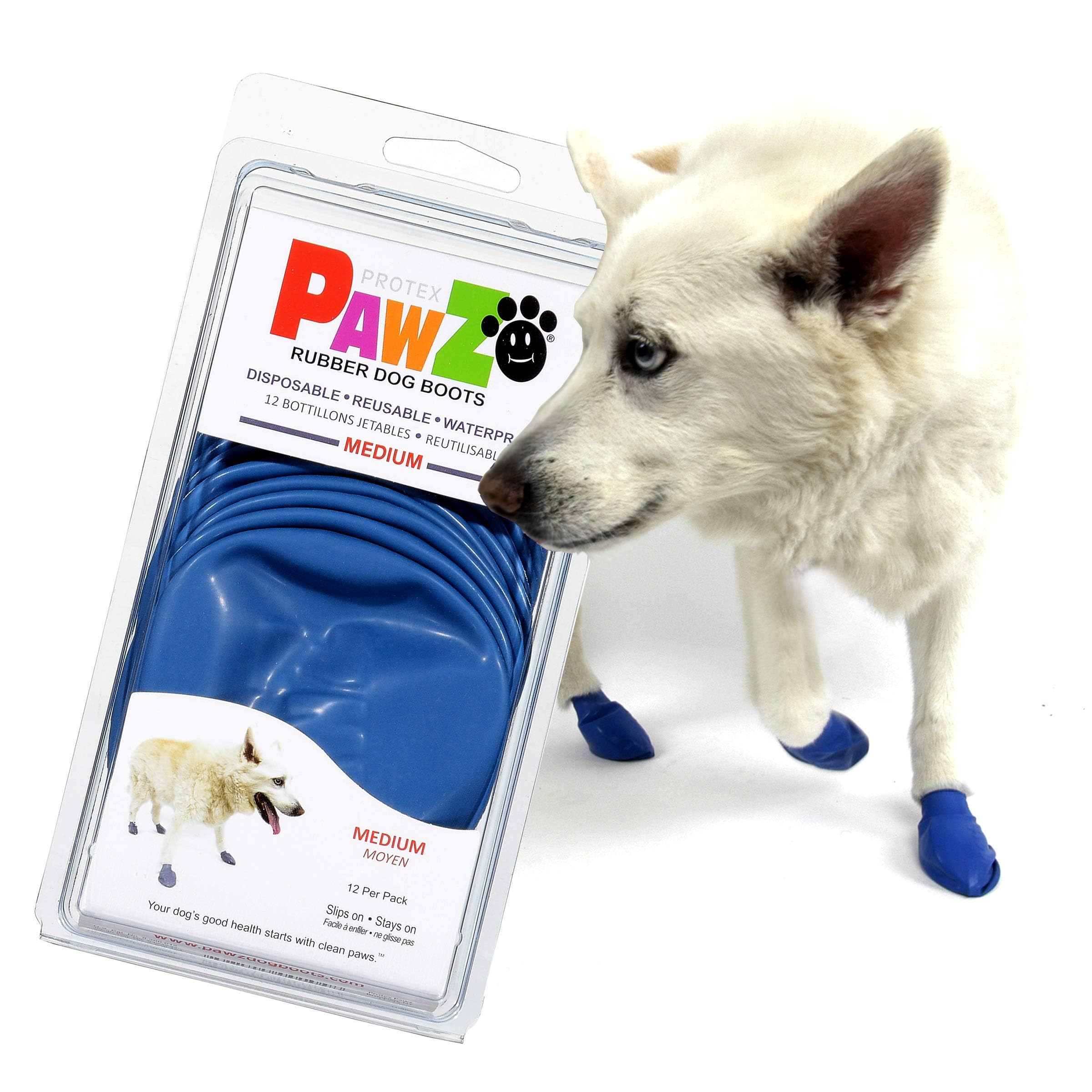 PawZ M Dog Boots & Paw Sanitizer Spray - Waterproof Pet Shoes for Walking, Hiking & Outdoor Protection with Paw Cleaning Spray for Dogs