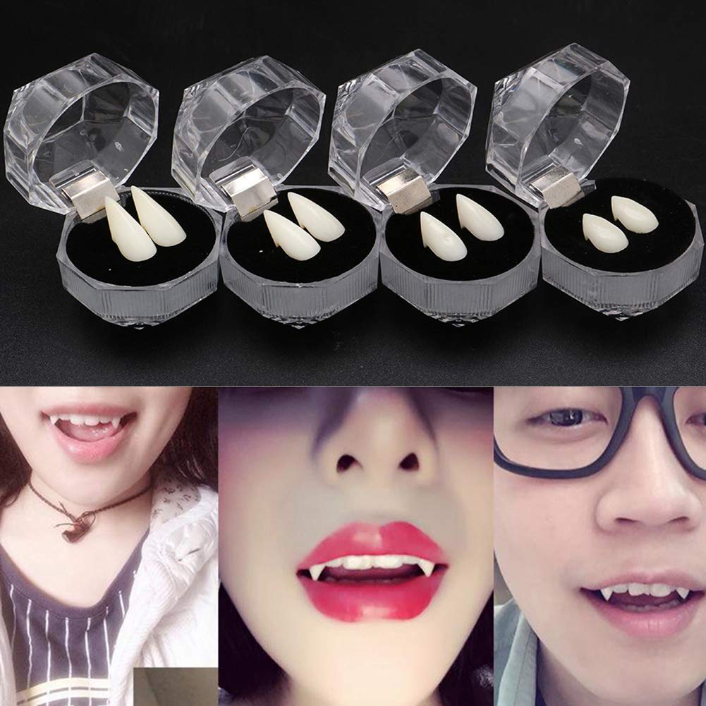 3 Pairs Halloween Vampire Zombie Werewolf Fake Teeth - White Fangs for Cosplay, Costume Party & Halloween Decorations | Perfect for Scary Movie Nights, Trick or Treat & Spooky Events