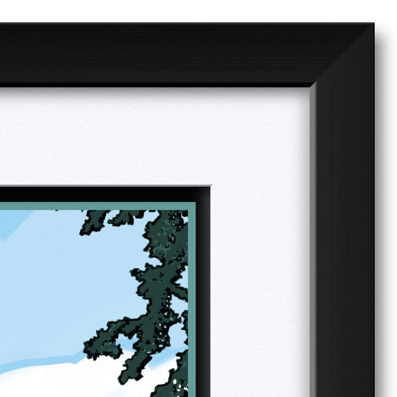 Joanne Kollman Adirondack Chairs Lake Art Print - 18x24 Inch Framed Wall Decor - Mason Lake Washington Landscape Painting - Perfect for Living Room, Bedroom & Office Decoration