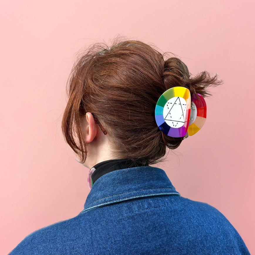 Color Wheel Hair Claw Clip - 12 Pack Vibrant Hair Clips for Women, Non-Slip Hair Clamps for Ponytails & Updos - Perfect for Daily Use, Work, Parties & Special Occasions