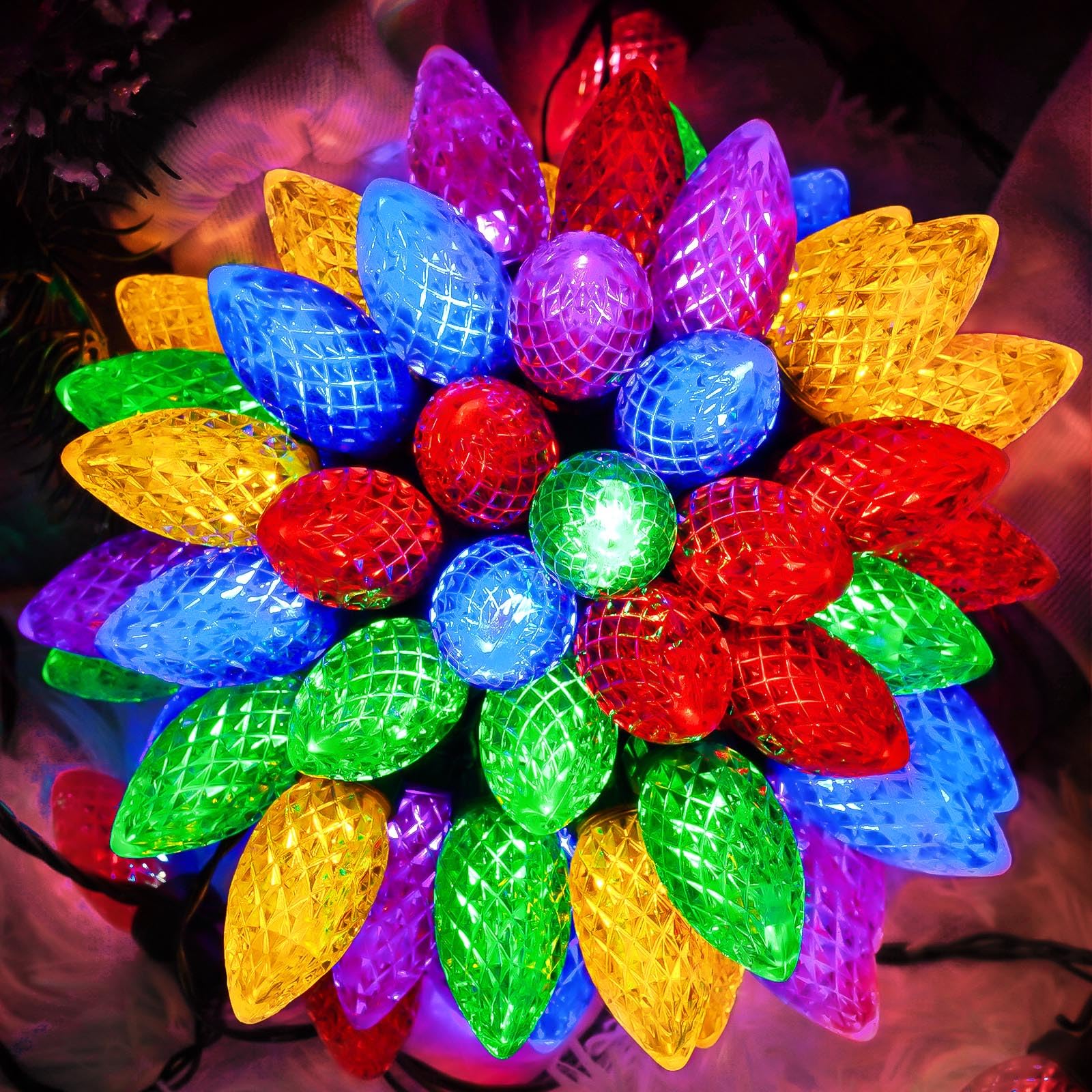 YIQU 2-Pack 66FT 100-Count C9 Christmas Lights with Extendable Design - Waterproof Indoor/Outdoor String Lights for Xmas Tree, Garden, Patio, Wedding & Party Decorations (Multicolor) - Perfect for Holiday Lighting, Backyard Ambiance, and Festive Celebrations