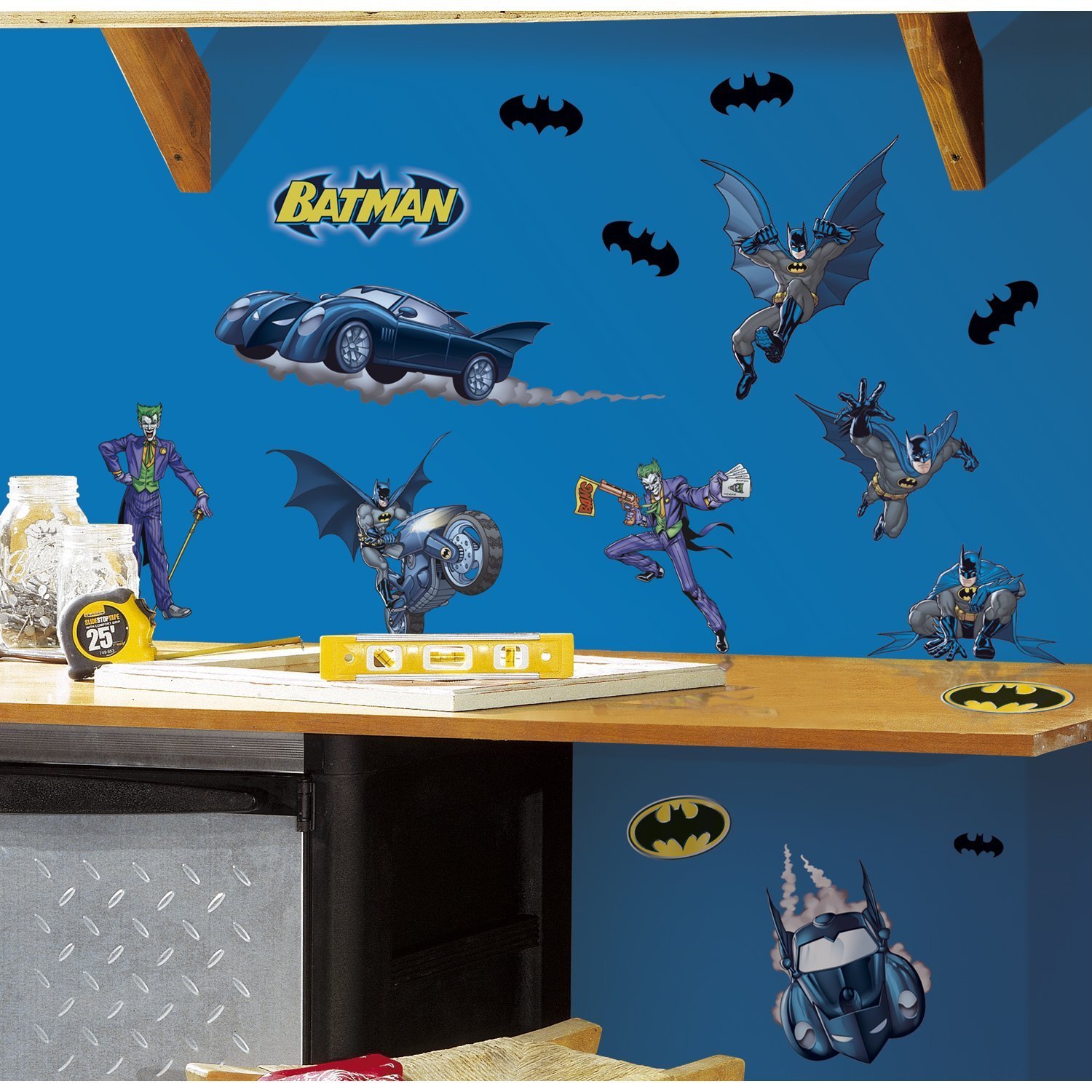 Batman Gotham Guardian Peel and Stick Wall Decals - RoomMates RMK1148SCS Removable Stickers for Kids Bedroom, Nursery, Playroom Decor - Easy to Apply & Remove Wall Art for Superhero Fans