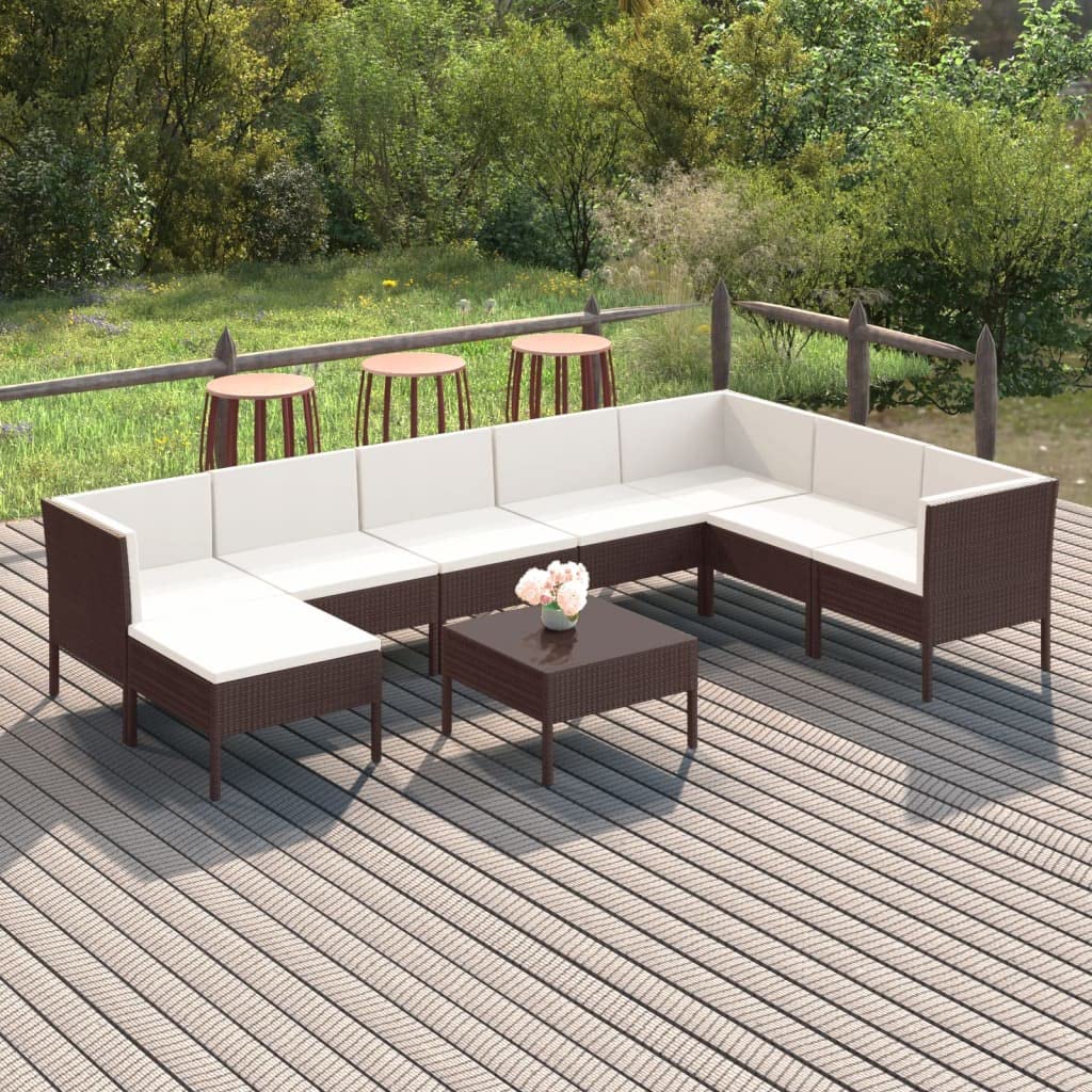 vidaXL 6-Piece Poly Rattan Patio Lounge Set with Comfortable Cushions - Weather-Resistant Outdoor Furniture in Brown/Cream White - Perfect for Garden, Poolside & Backyard Relaxation