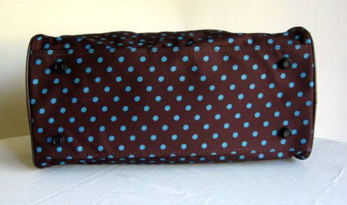 Stylish 19-Inch Duffel & Tote Bag with Brown & Blue Polka Dot Pattern - Perfect for Travel, Gym, and Everyday Use