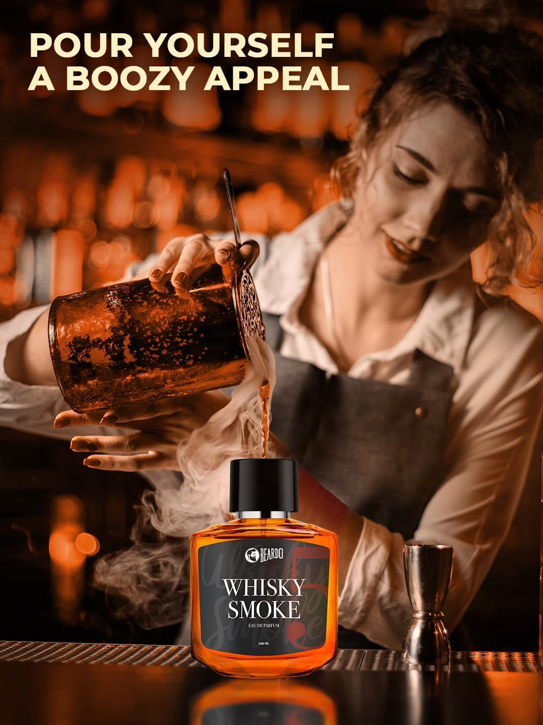 Beardoo Whisky Smoke Cologne for Men - 100ml Spicy Woody Oudh Eau de Parfum | Long Lasting Men's Fragrance | Date Night & Evening Wear Body Spray | Perfect for Romantic Dinners, Nightclubs & Special Occasions
