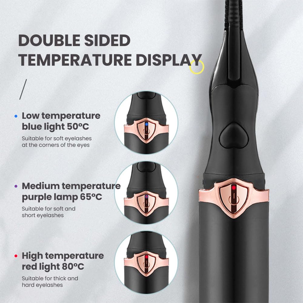 2024 Mini Electric Heated Eyelash Curler - USB Rechargeable Portable Lash Curling Tool for Women | Perfect for Home, Travel & Professional Makeup | Black Beauty Styling Accessory