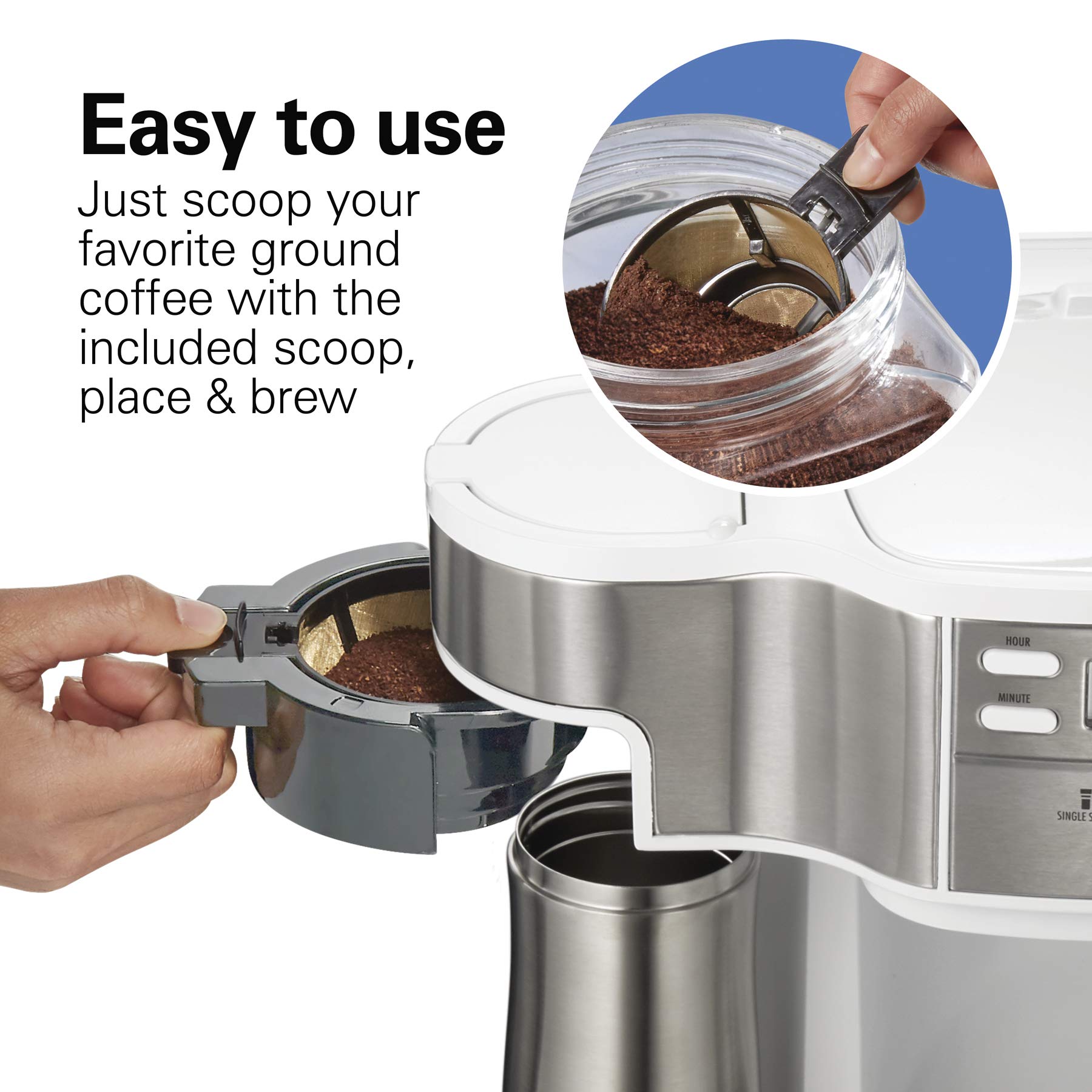 Hamilton Beach 49933 2-Way 12 Cup Programmable Drip Coffee Maker & Single Serve Machine with Glass Carafe - Auto Pause & Pour - White - Perfect for Home, Office & Entertaining