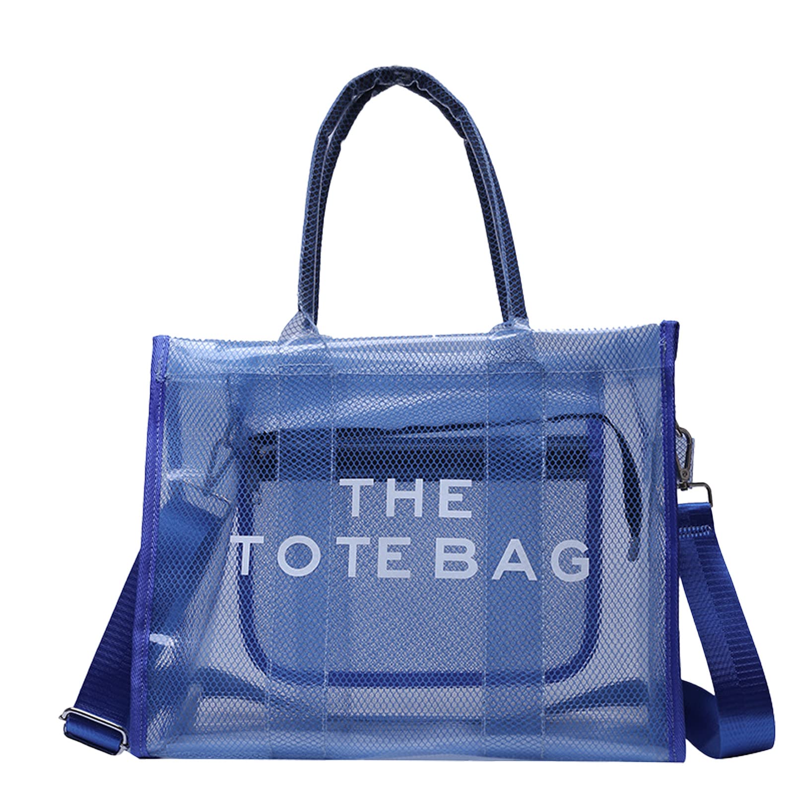 Clear PVC Tote Bag for Women - Fashionable Transparent Shoulder Handbag & Crossbody Purse for Work, Travel, Beach & Everyday Use