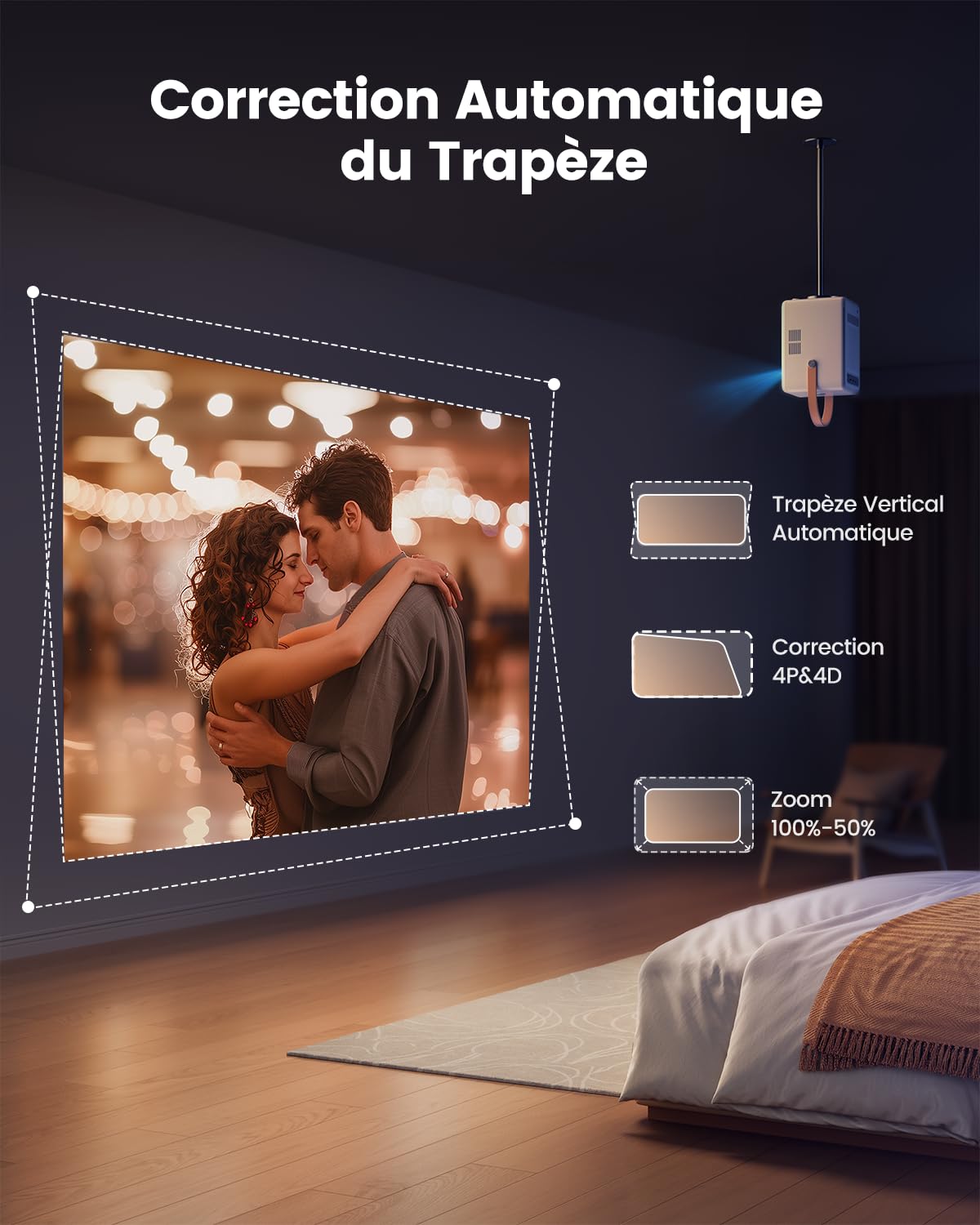 TOPTRO Portable Projector with 5G WiFi & Bluetooth - 1080P FHD Video Projector, 380 ANSI Lumens, Auto Keystone & Electric Focus - Android TV & Battery Powered for Outdoor Movies & Home Cinema