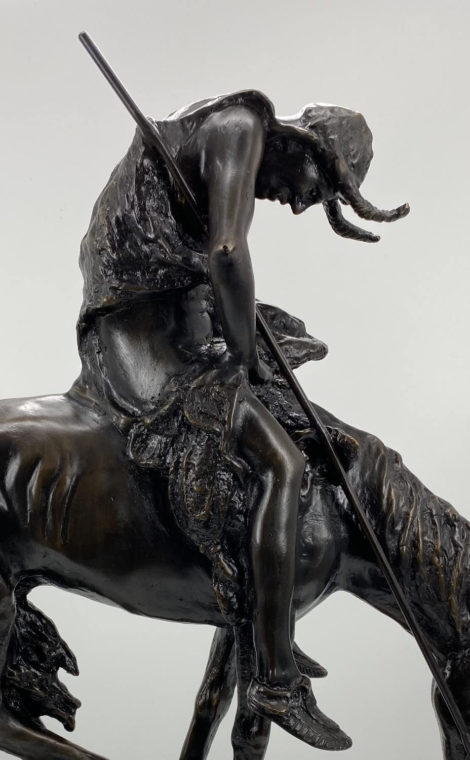 James Earle Fraser Solid Bronze End of The Trail Statue Sculpture - Baby Size | Western Art Decor for Home, Office & Gift | Native American Warrior Figurine for Bookshelf & Desk Display