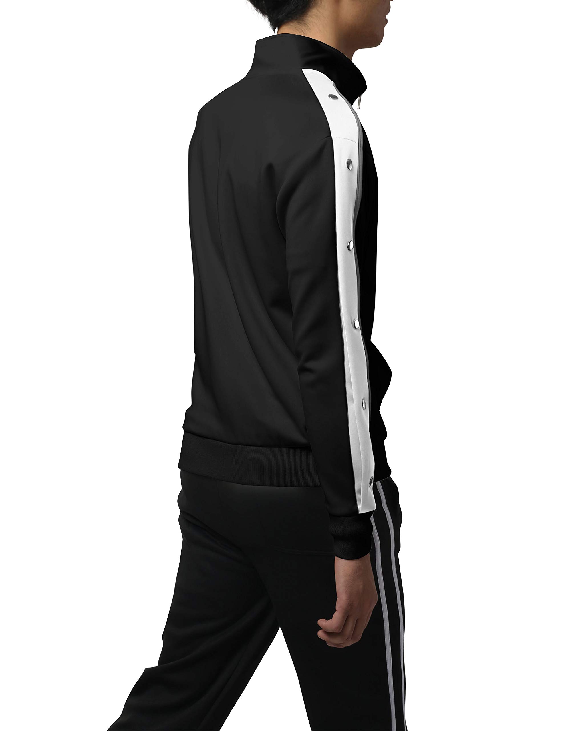 Men's Lightweight Bomber Jacket - Stretchable Slim Fit Track Coat with Button Sleeve Accents & Full Zip | Perfect for Casual Wear, Gym, Running & Outdoor Activities