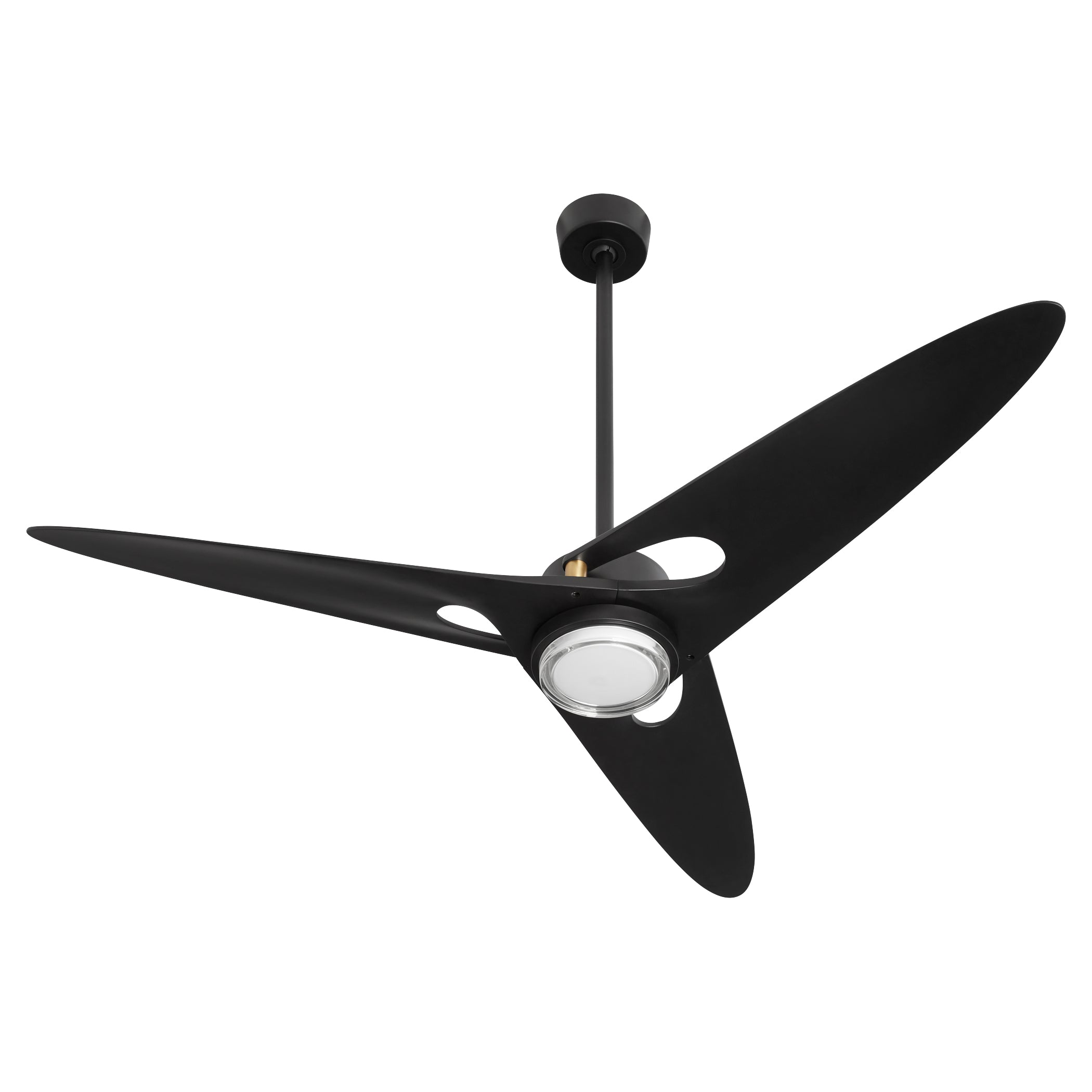 Oxygen APOGEE 3 132 15 Inch 3-Blade Ceiling Fan with LED Light and Wall Control - Black with Aged Brass Pillars for Living Room, Bedroom, or Office