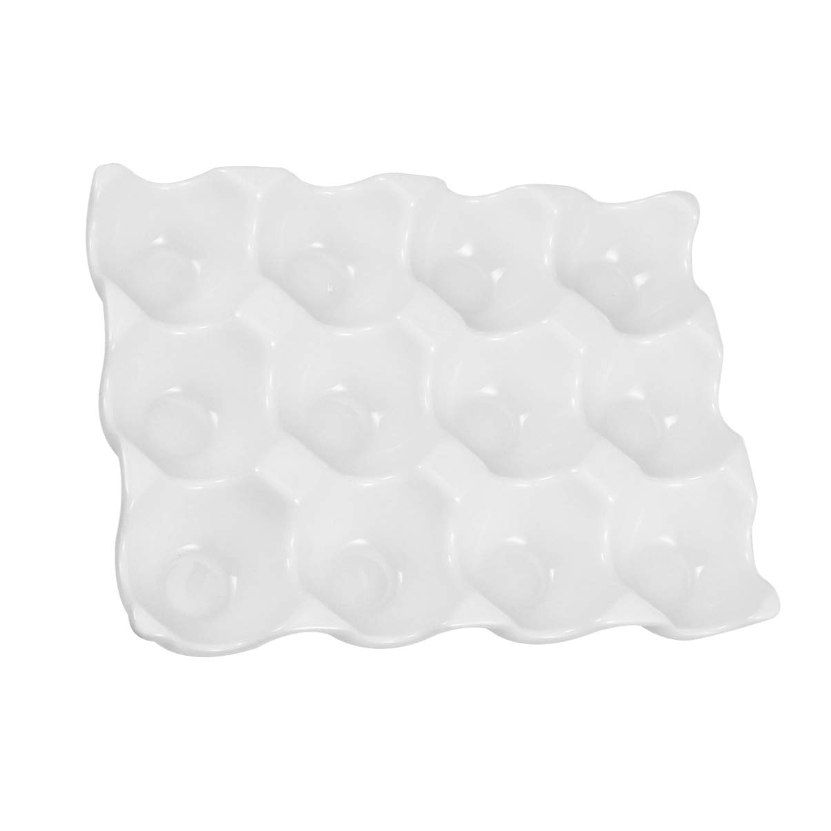 12-Slot Ceramic Egg Holder - White Countertop & Refrigerator Egg Tray Dispenser - Durable Ceramic Egg Keeper for Kitchen, Breakfast Buffet, and Farmhouse Decor
