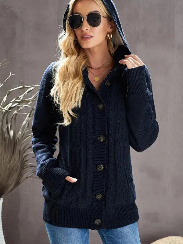 Cozy Casual Hooded Cardigan Sweater for Women - Soft Fleece Long Sleeve Open Front Jacket | Perfect for Fall, Winter, Lounge Wear & Outdoor Activities