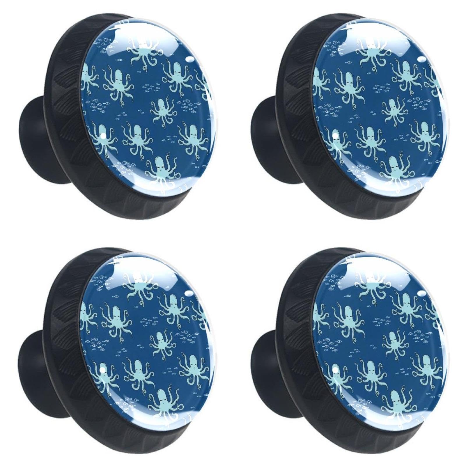 GIAPB 8Pcs Cabinet Handles and Knobs - Fish Blue Background Picture - Modern Drawer Pulls for Kitchen, Bathroom & Furniture (Set of 8) - Perfect for Home Renovation and DIY Projects