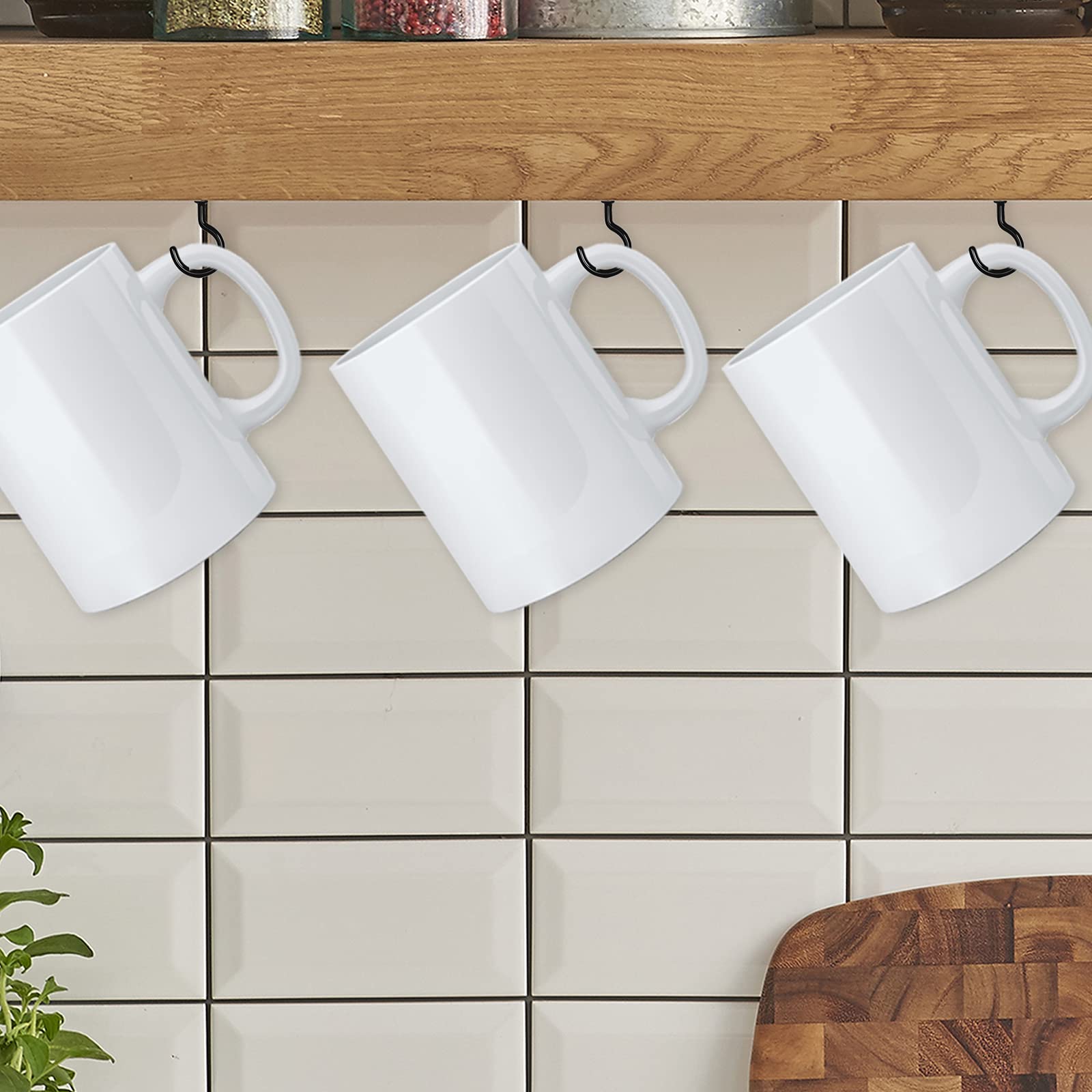 1 Inch Black Vinyl Coated Cup Screw Hooks - 100 Pack Heavy Duty Ceiling Hooks for Plants, Wind Chimes & Kitchen Storage - Indoor Outdoor Hanging Solution for Home, Garden & Garage Organization