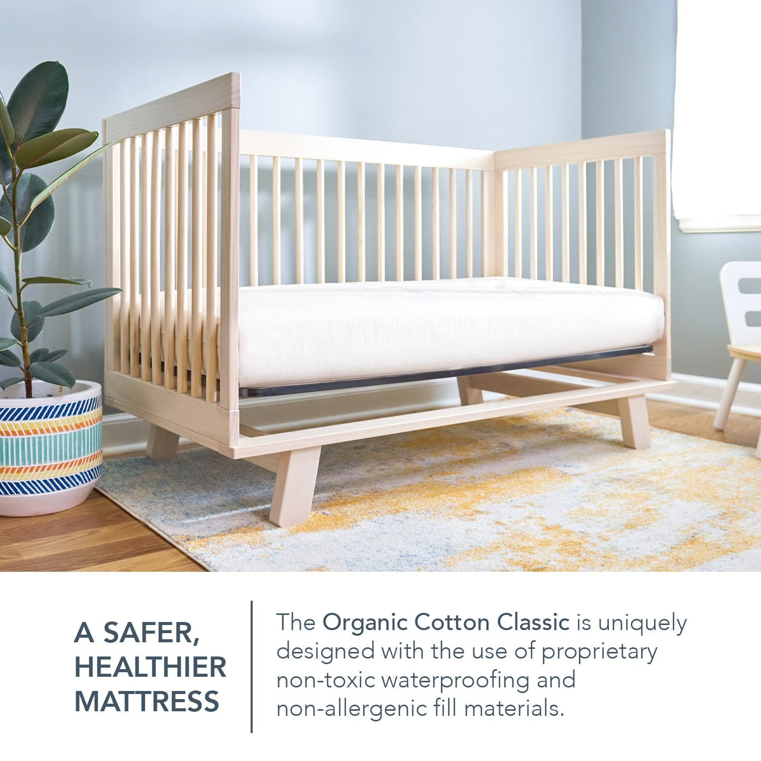 Naturepedic Organic Baby Crib Mattress - 2-Stage Lightweight Waterproof Non-Toxic Infant & Toddler Mattress (52