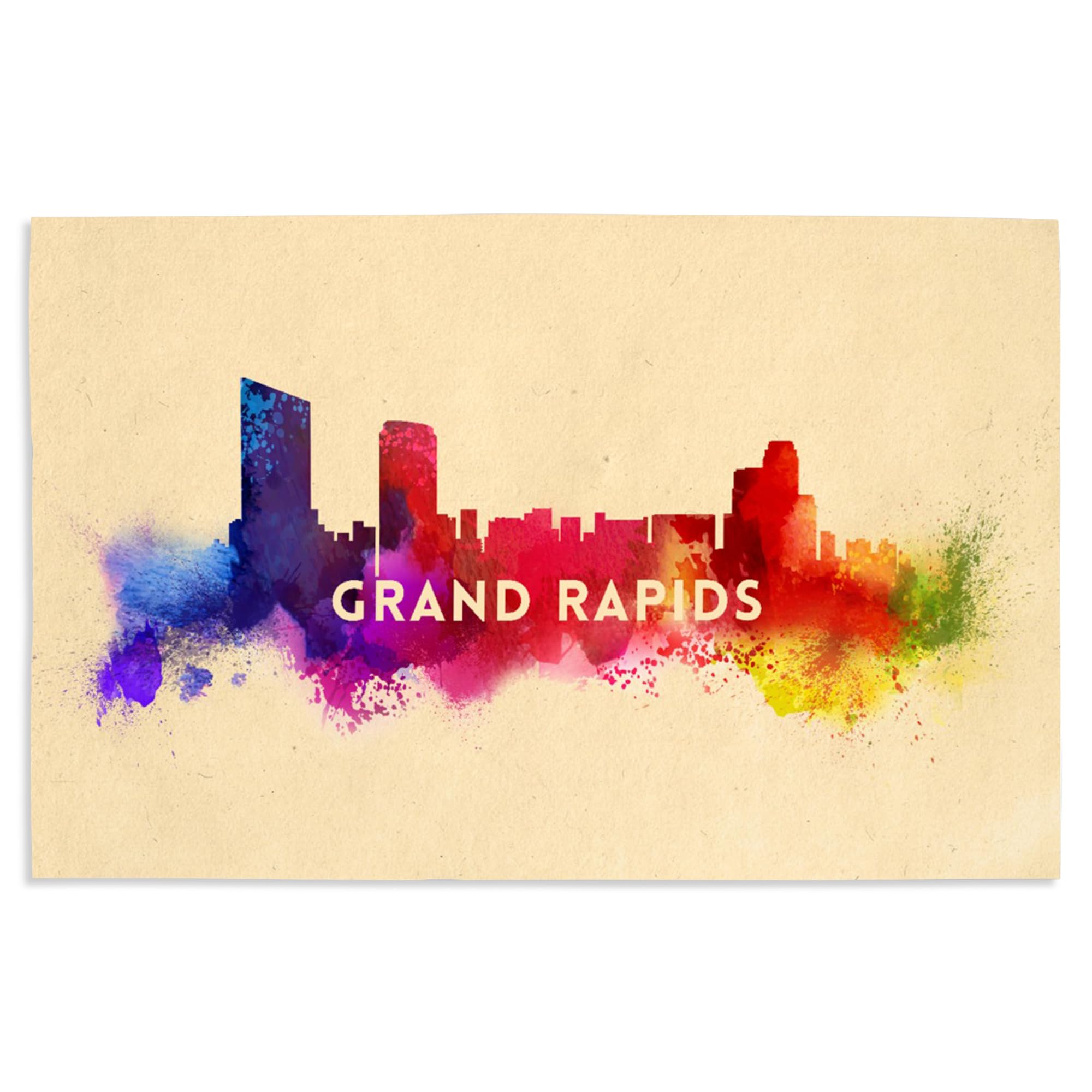 Lantern Press 16x24 Inch Giclee Print - Grand Rapids Michigan Skyline Abstract Wall Art - Perfect for Home Decor, Office & Living Room