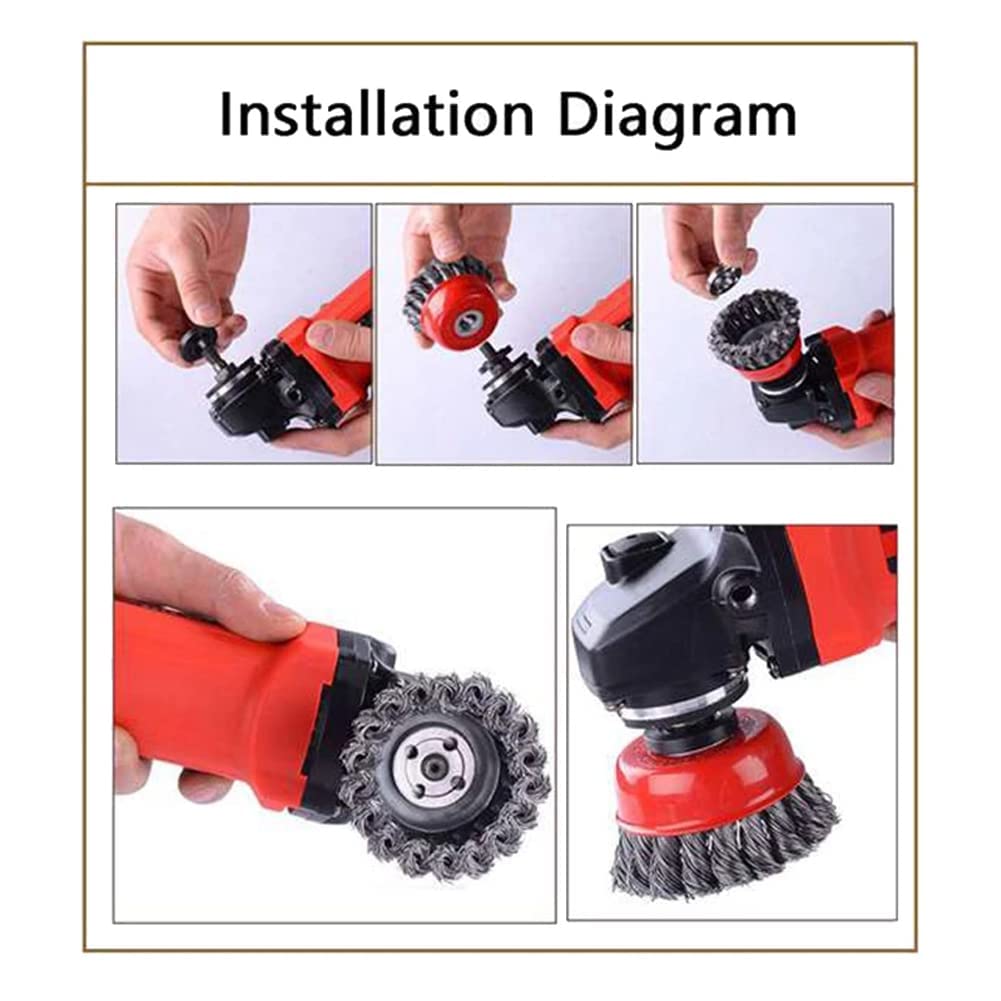 **Auniwaig 100mm Steel Wire Crimped Cup Brush with M14 x 2 Threaded Hole (2-Pack) – Heavy-Duty Rust & Paint Removal for Metal, Wood & Concrete Surfaces**
