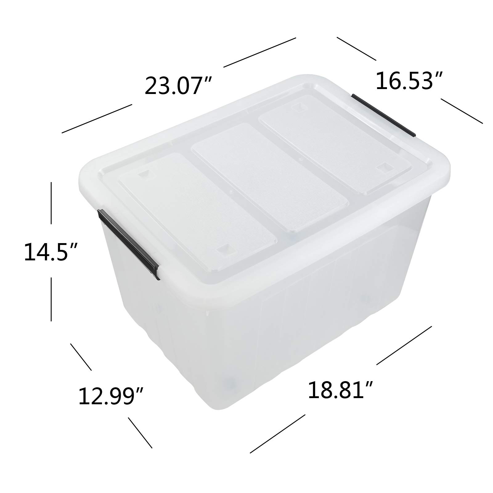 4 Pack Large Plastic Storage Boxes with Wheels & Lids - 70L Heavy Duty Organizing Bins for Home, Garage, Office - Stackable Rolling Storage Containers for Clothes, Toys, Seasonal Decorations