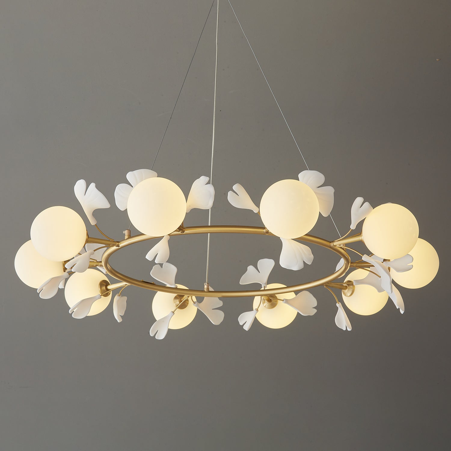 Evander Gingko Leaf Chandelier - Modern Gold Ceiling Light Fixture for Dining Room, Living Room & Bedroom Decor | Elegant Home Lighting Solution