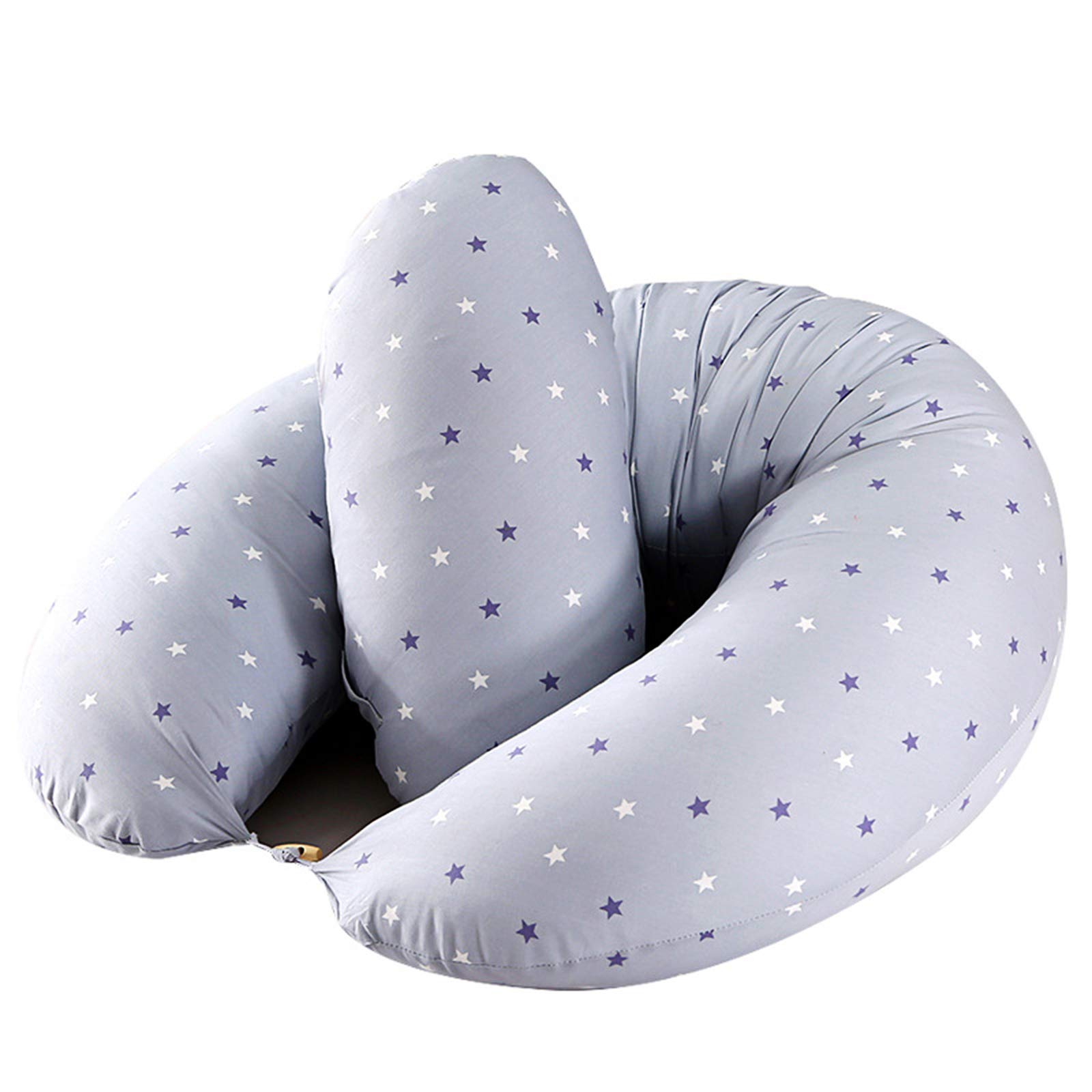 **Pregnancy Pillow for Sleeping & Nursing - Full Body Maternity Support Pillow with Removable 100% Cotton Cover & Inner Cushion - Gray - Perfect for Comfortable Sleep & Breastfeeding Baby**    *(Use Case: Ideal for pregnant women seeking back pain relief, side sleepers, and new moms for breastfeeding support.)*