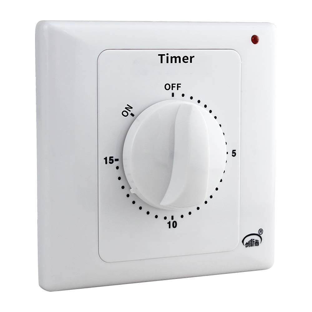 Automatic Mechanical Countdown Timer Switch - Spring Loaded 15-Minute Timer for Lights, Exhaust Fans, Heaters & LED | Perfect for Bathrooms, Kitchens, Workshops & Home Automation
