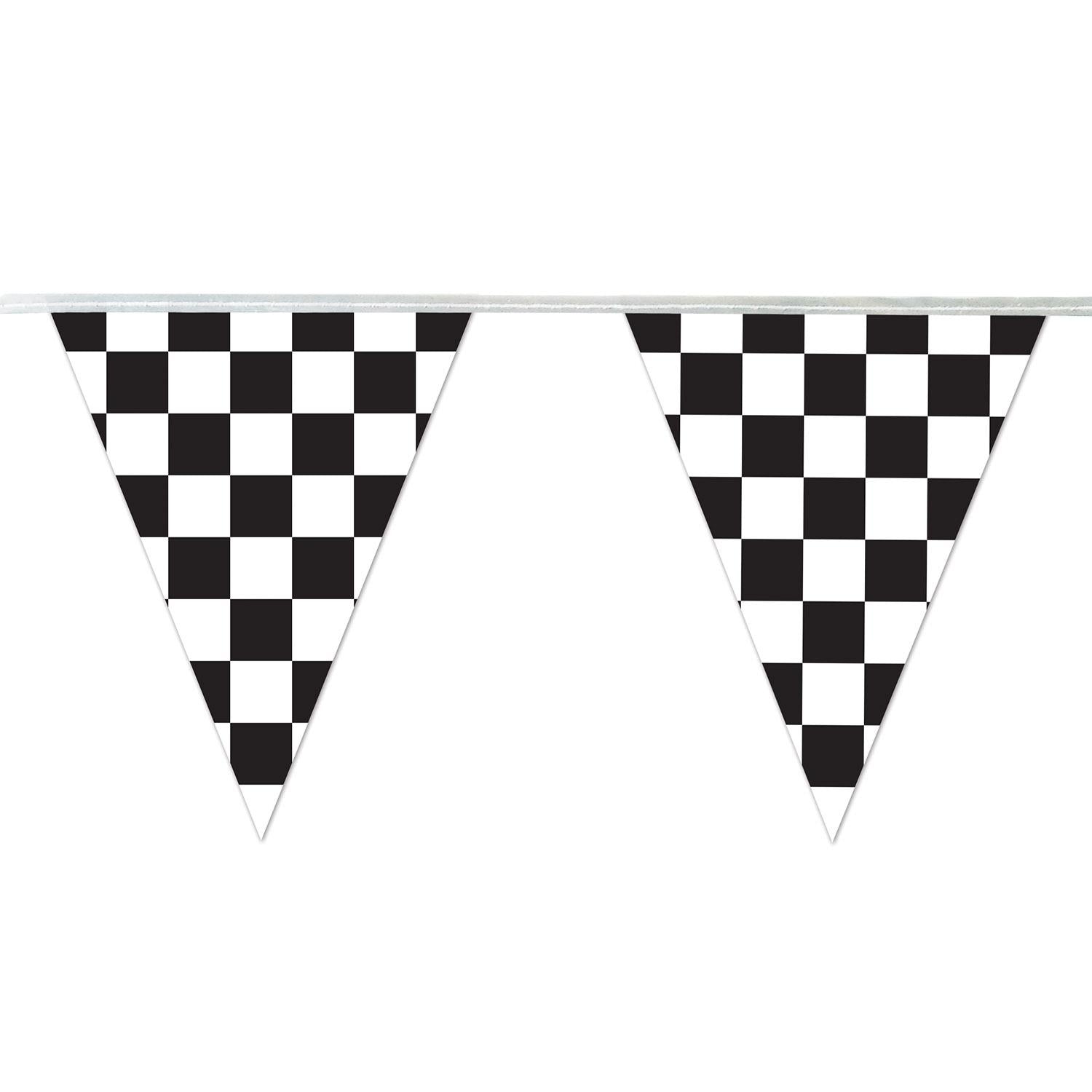 12 Pack Beistle 12 ft. Checkered Party Pennant Banner - Decorative Hanging Flags for Birthday, Graduation, Wedding & Holiday Celebrations
