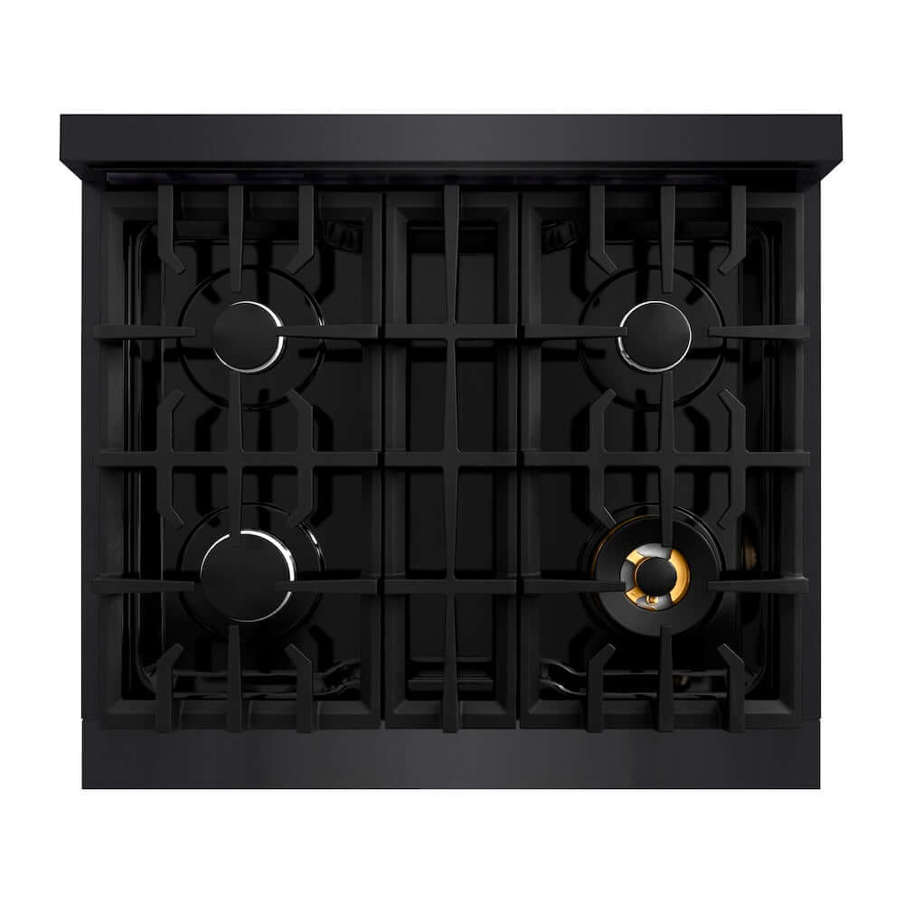 ZLINE 30 Inch 4.2 Cu. Ft. Black Stainless Steel Gas Range - 4 Burner Cooktop & Convection Oven | Perfect for Modern Kitchens & Home Chefs (CGRB 30)