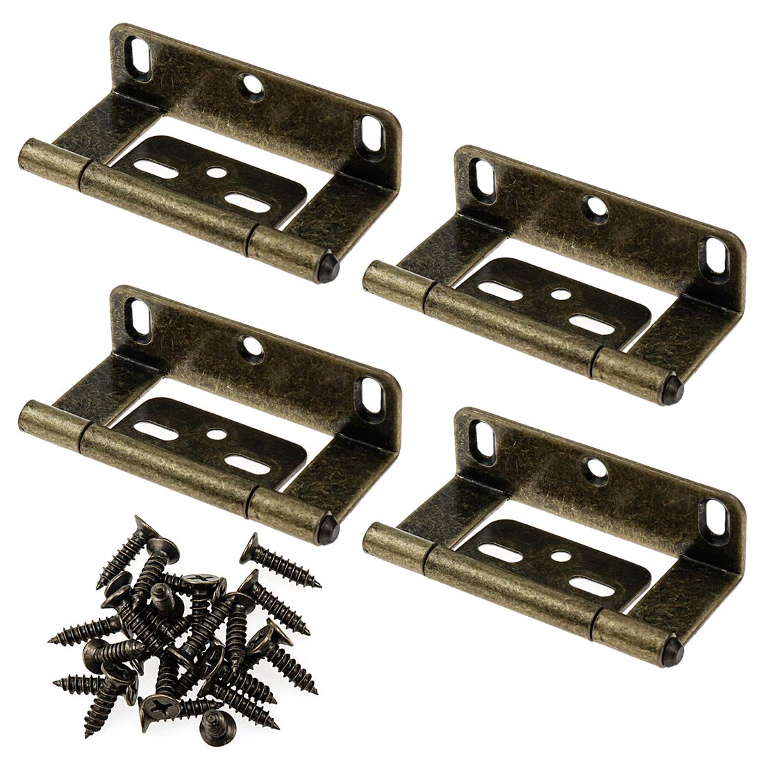 LC LICTOP Antique Bronze Non-Mortise Door Hinges - 4 Pack Vintage Cabinet Hinges with Full Inset & Partial Wrap Design for Furniture, Cabinets, Doors - Perfect for Home Renovation & DIY Projects