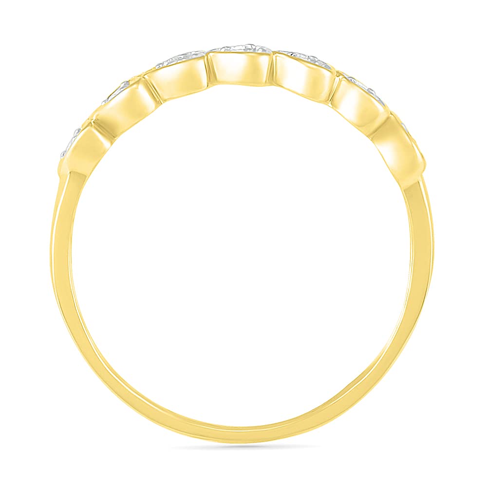 10kt Gold Round White Diamond Fluttering Heart Band Ring for Women - 1/10 CTTW Dainty Stackable Ring - Perfect for Valentine's Day, Anniversary & Everyday Elegant Jewelry Gift