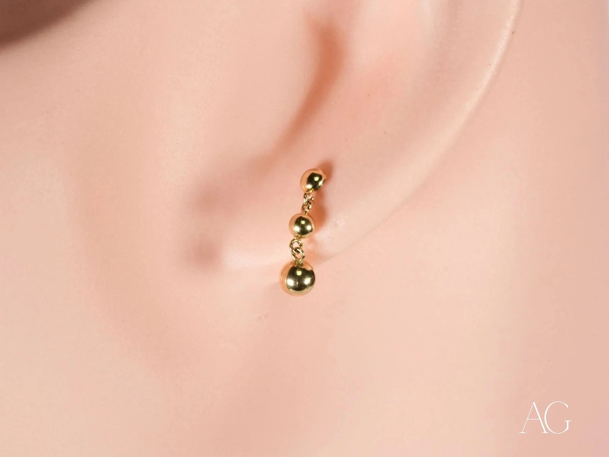 3 Beads Earrings - Elegant & Minimalist Dainty Jewelry for Women | Perfect for Everyday Wear, Office & Special Occasions