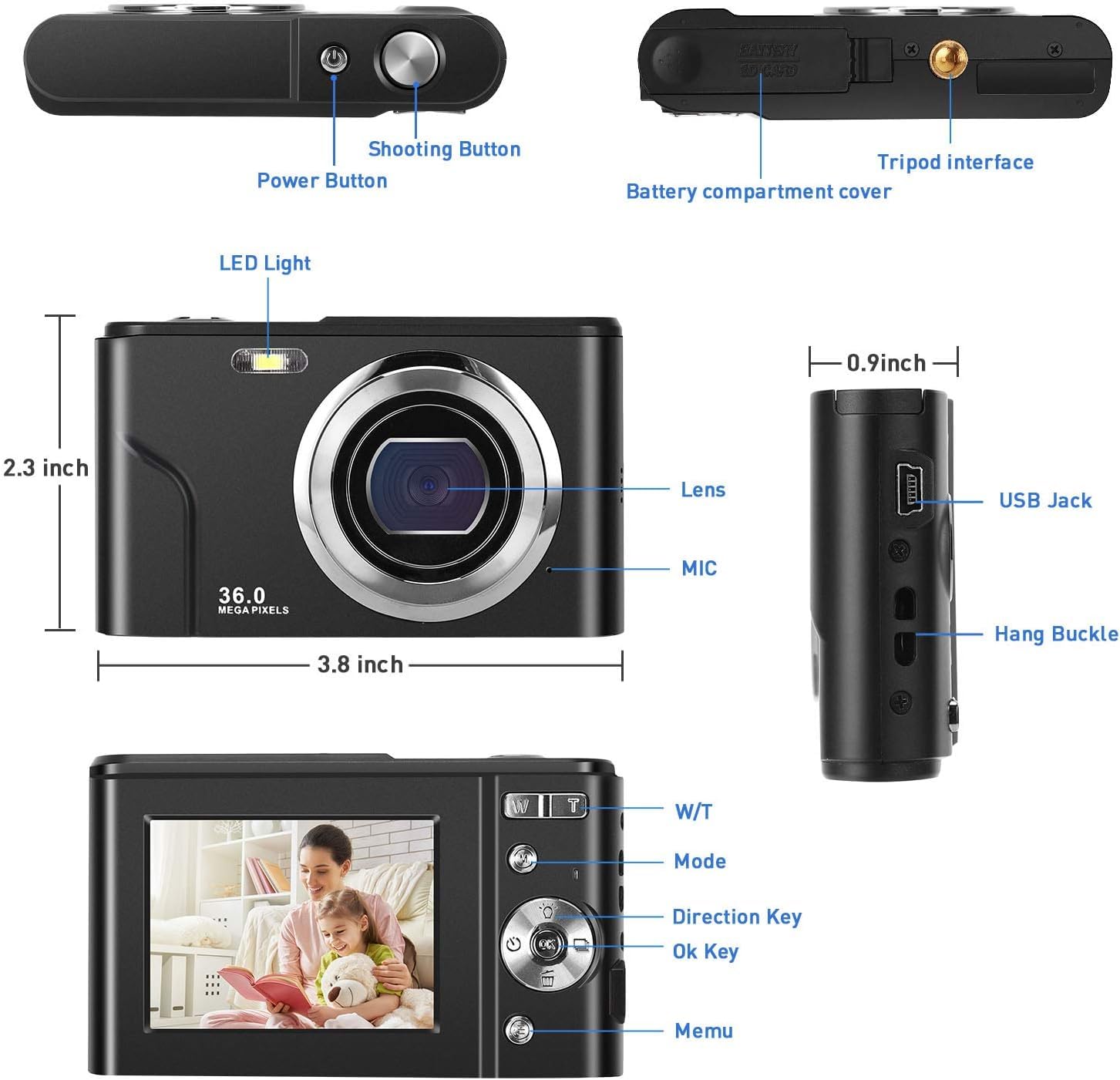 FamBrow Digital Camera 1080P FHD 36MP - Compact Vlogging Camera for Kids, Teens & Beginners | Portable Mini Camera for Travel, YouTube Videos & Everyday Photography (Violet)