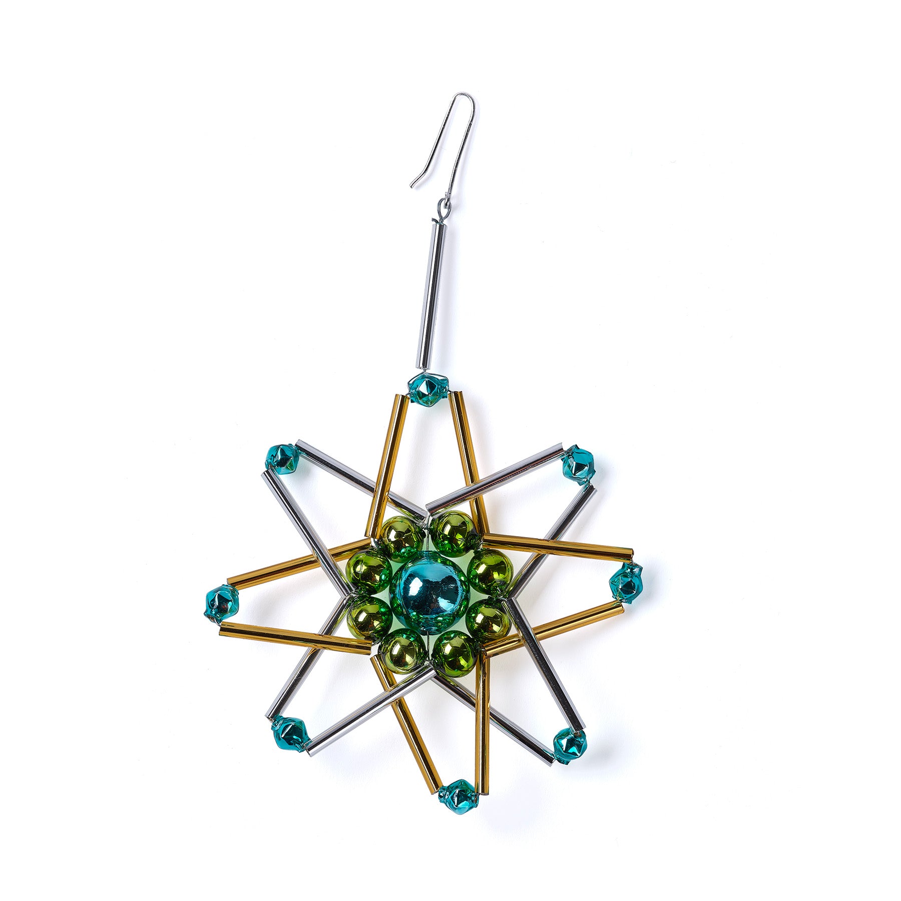 Shining Star Ornaments in Gold, Silver, Green & Blue - Elegant Christmas Tree Decorations for Holiday Home & Party Decor