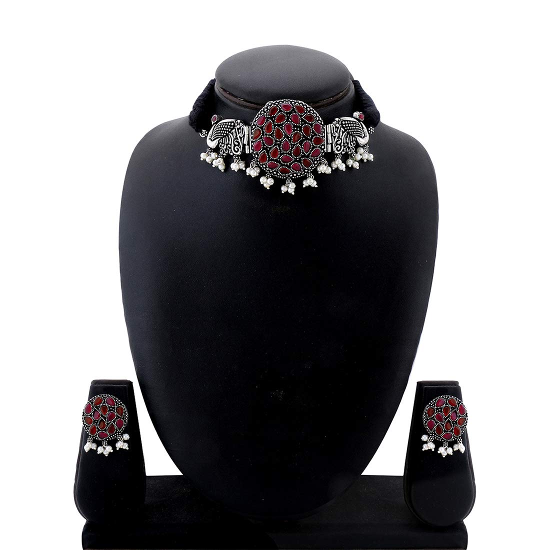 Oxidized Silver Peacock Choker Necklace Set with Yellow Chimes | Traditional Indian Jewelry for Women | Perfect Birthday & Anniversary Gift for Wife, Girlfriend | Ideal for Weddings, Parties & Festive Occasions